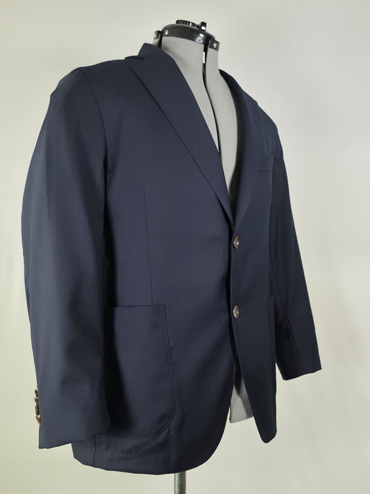 OSCAR JACOBSON Egel Patch Blazer Size 44 Blue Loro Piana Merino Wool Premium