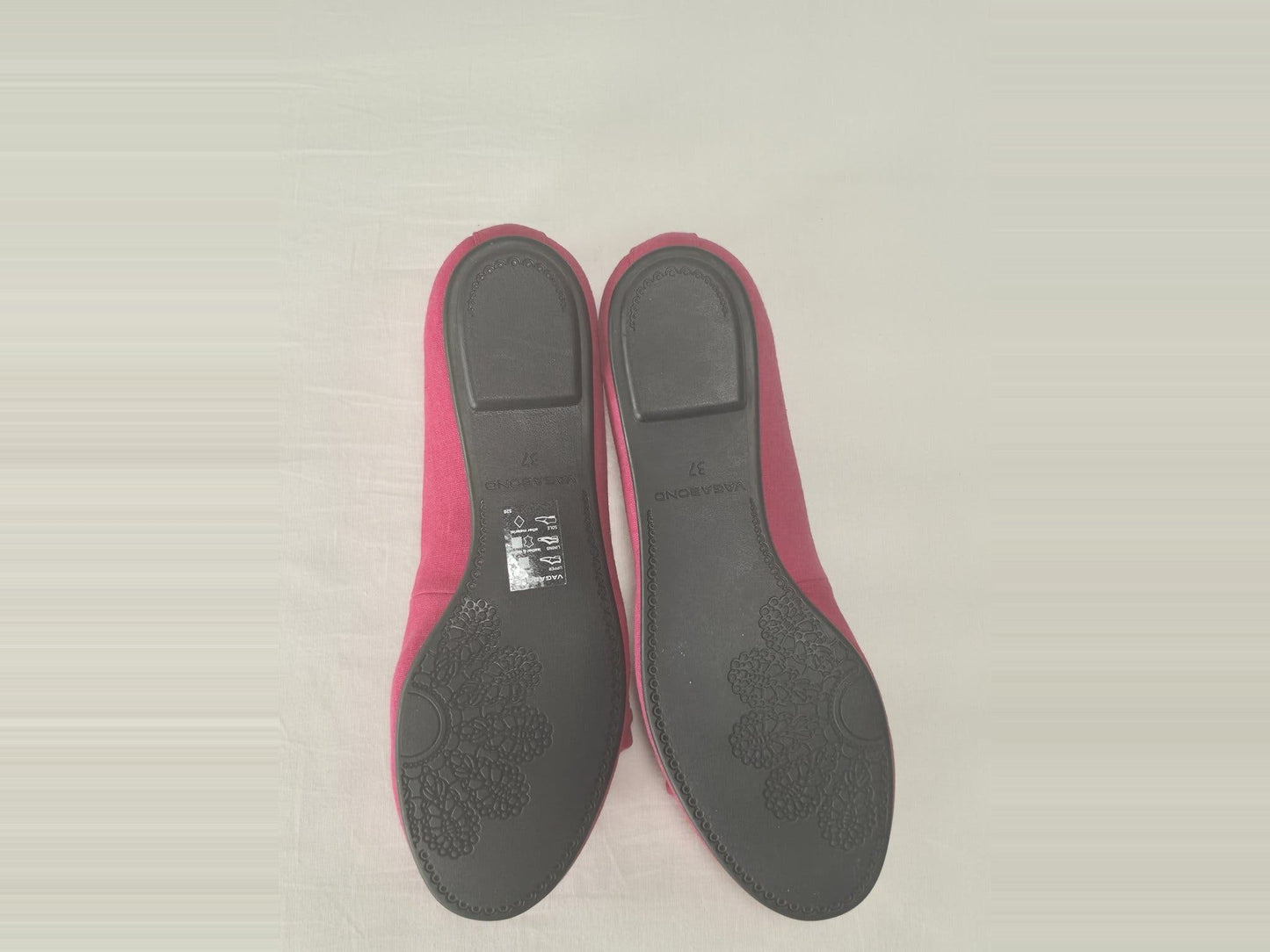 VAGABOND Canvas Ballerina Flats Shoes Size 37 Pink Red Cerise Bow Slip On Casual