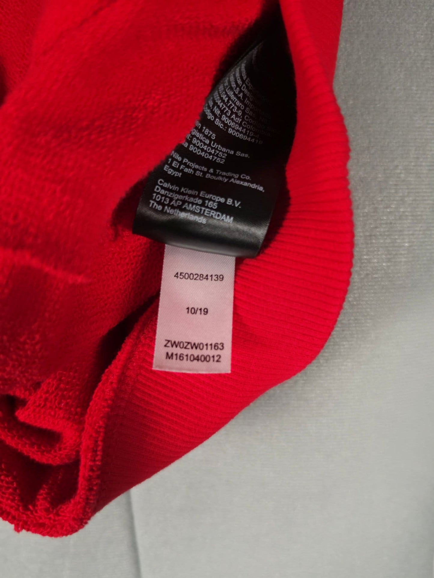 CALVIN KLEIN JEANS Röd huvklänning Sweatshirt Storlek XS 34 Premium bomull Lång