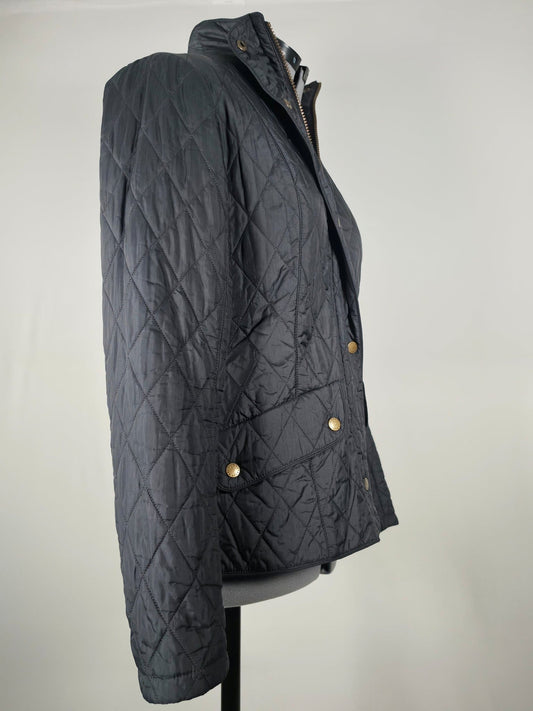 BARBOUR Flyweight Cavalry Quilted Jacket Size 36 S Black Dark Navy Blue Premium