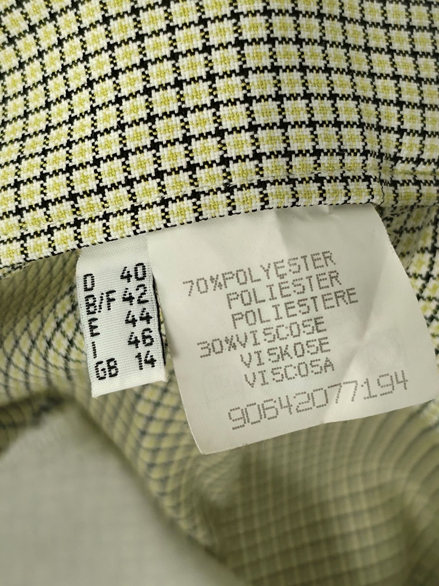 Vintage Checked Retro Trousers 40 L Yellow Black Houndstooth Pants Premium