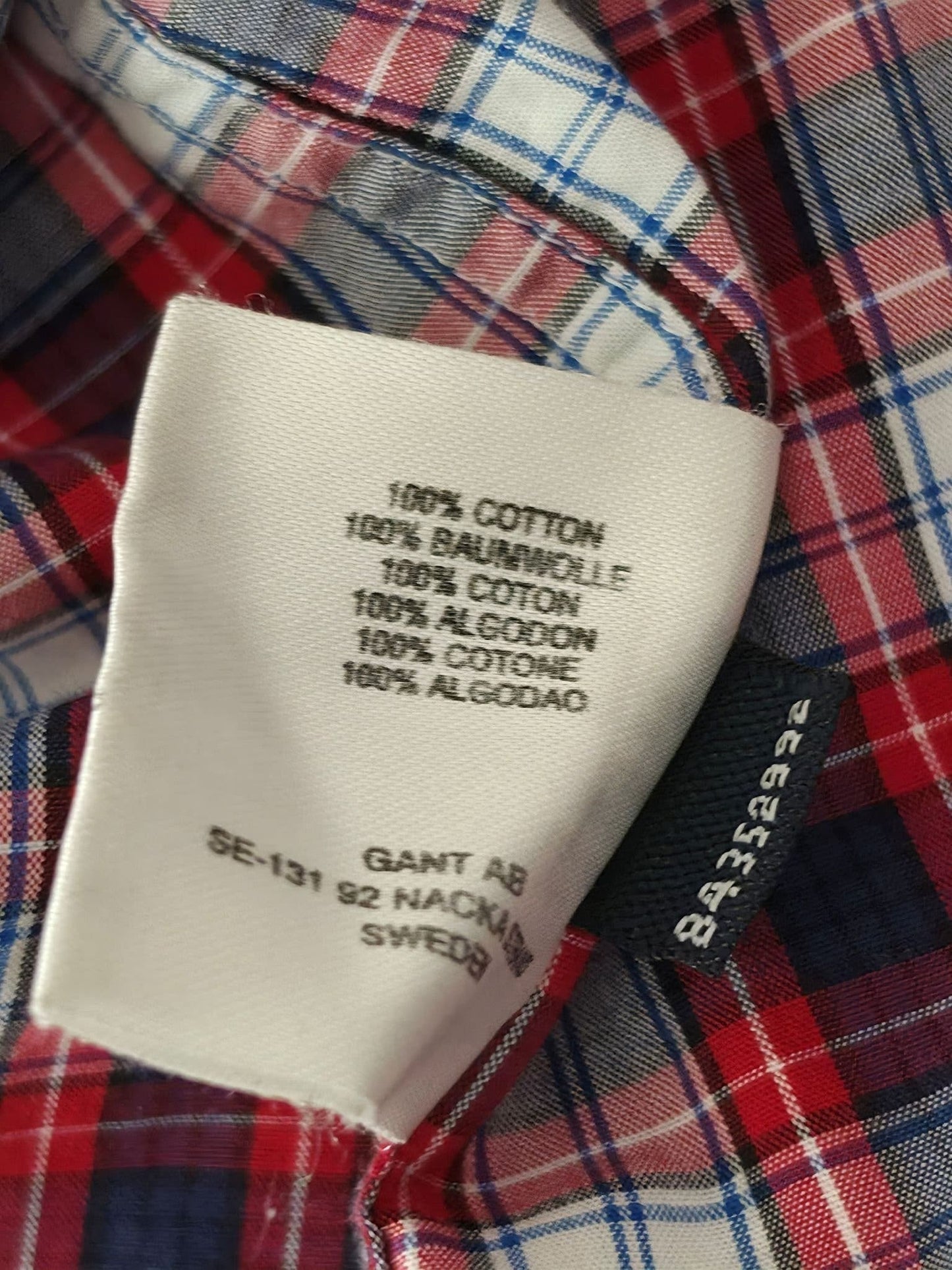 GANT Plaid Check Shirt Size S Red White Blue 100% Cotton Premium Casual Classic