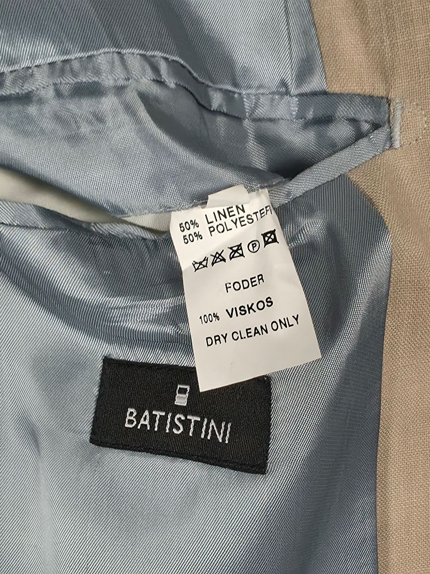 BATISTINI Linen Viscose Blend Blazer Suit Jacket Size 52 L Beige Casual Premium