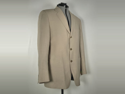 BATISTINI Linen Viscose Blend Blazer Suit Jacket Size 52 L Beige Casual Premium