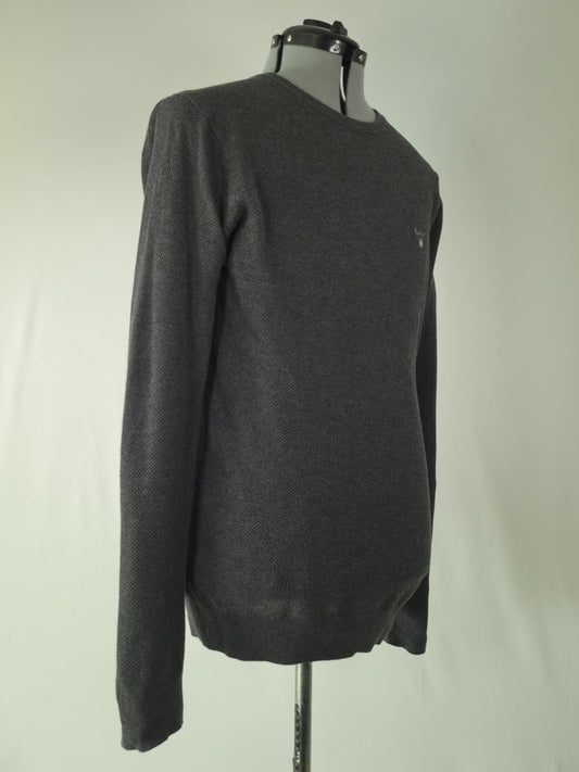 GANT Crewneck Knit Sweater Size M Dark Grey Premium 100% Cotton Jumper