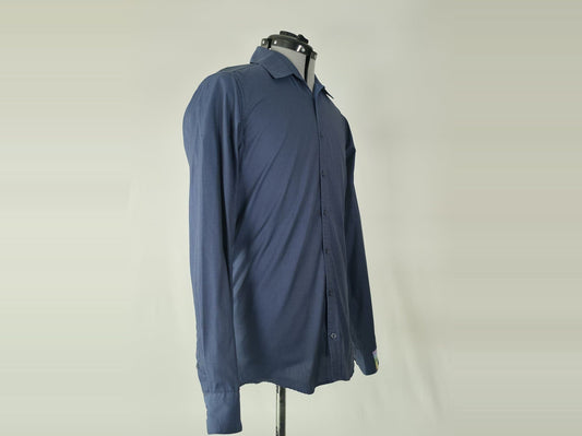 TIGER OF SWEDEN Steel 8 Slim Fit Shirt Size 40 M Navy Blue 100% Cotton Premium