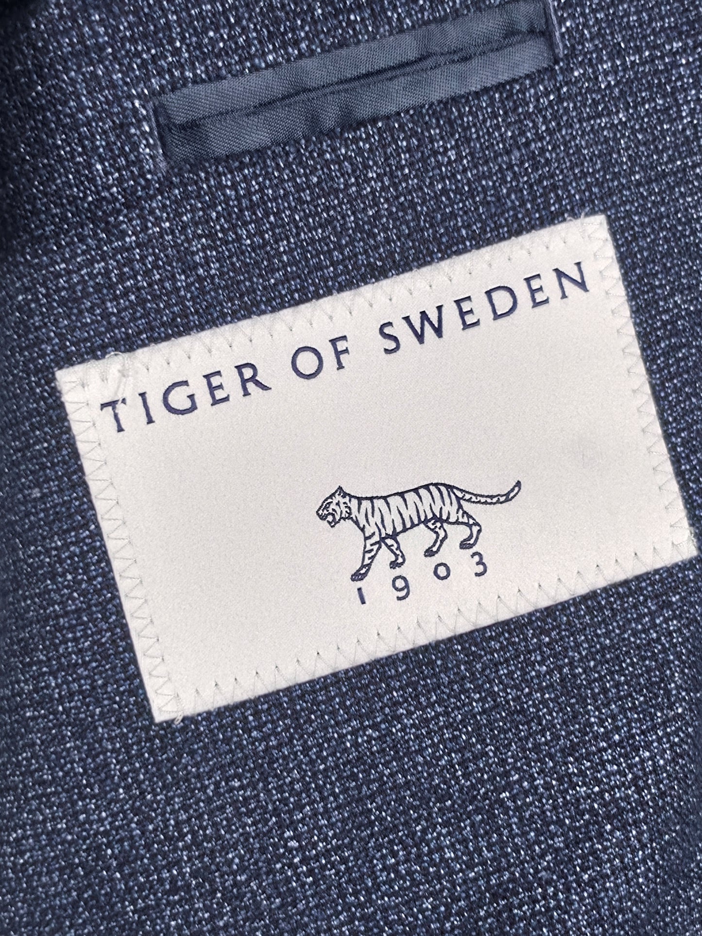 TIGER OF SWEDEN Suit Jamot HL Blazer Size 52 L Blue Linen Cotton Premium Summer