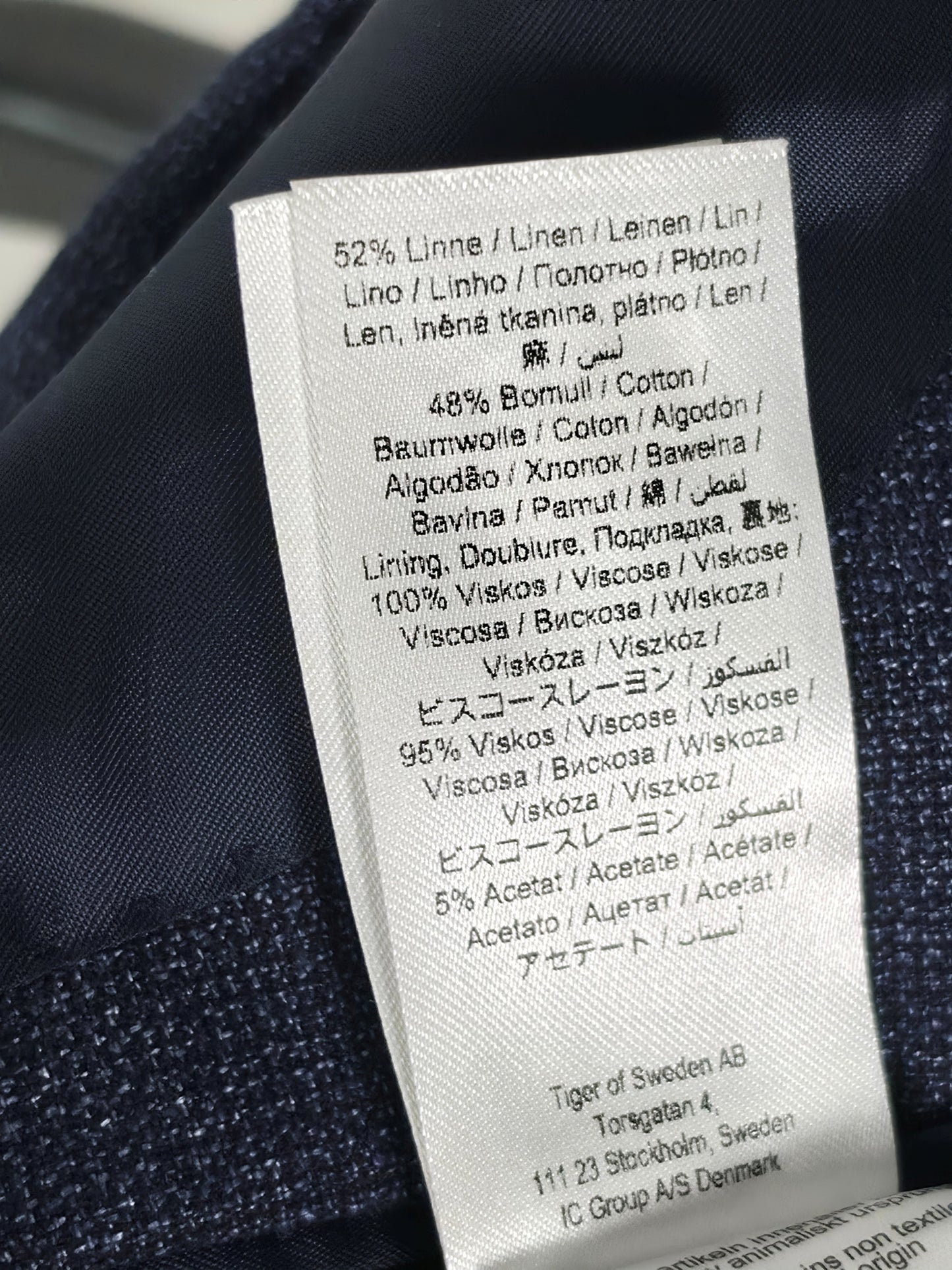 TIGER OF SWEDEN Suit Jamot HL Blazer Size 52 L Blue Linen Cotton Premium Summer
