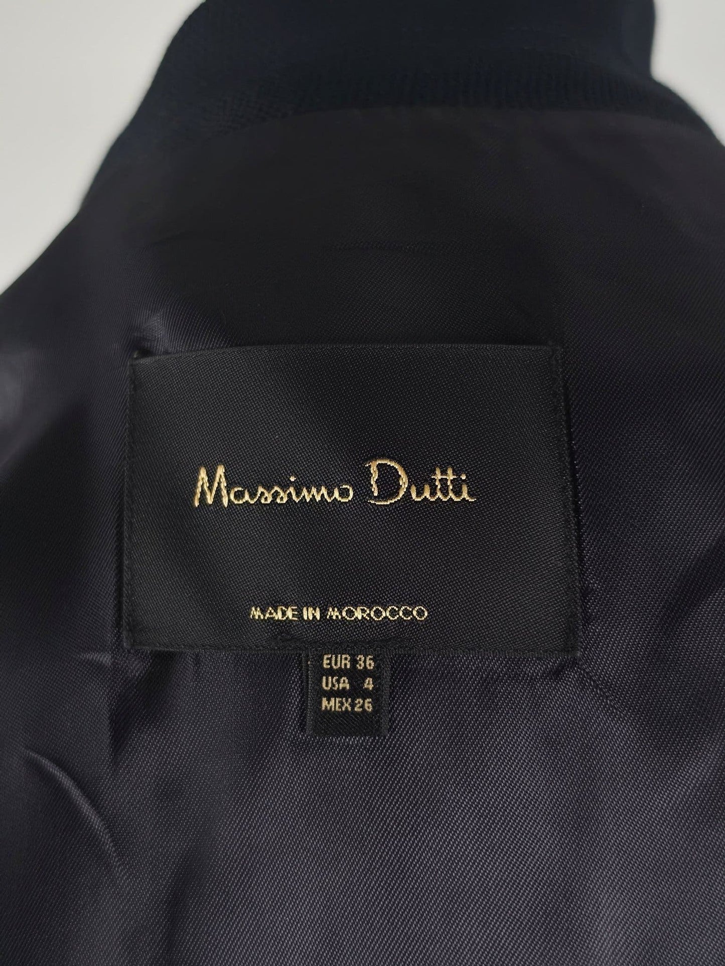 MASSIMO DUTTI Long Coat Jacket Size 36 S Navy Blue Viscose Premium Modern
