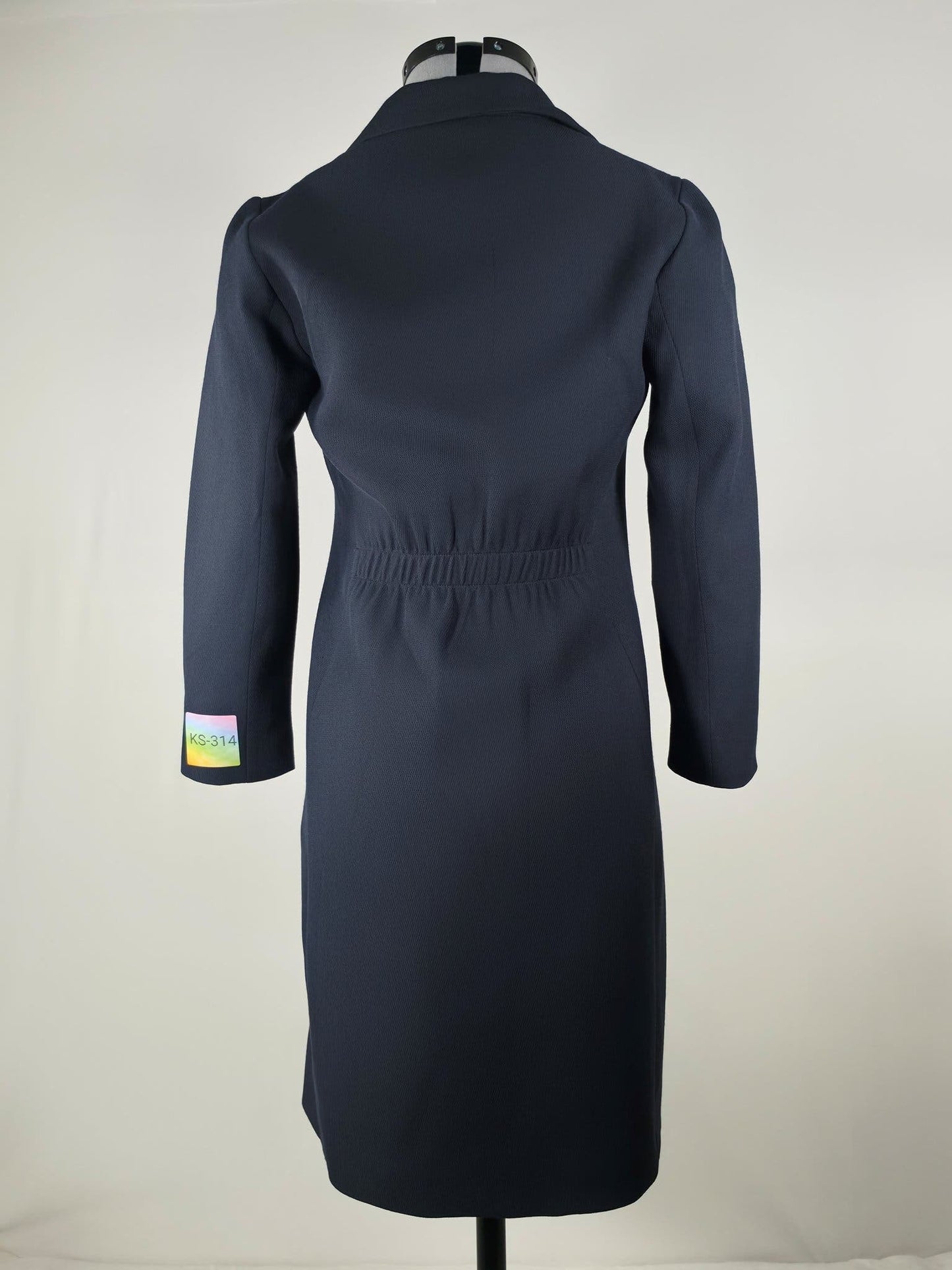 MASSIMO DUTTI Long Coat Jacket Size 36 S Navy Blue Viscose Premium Modern