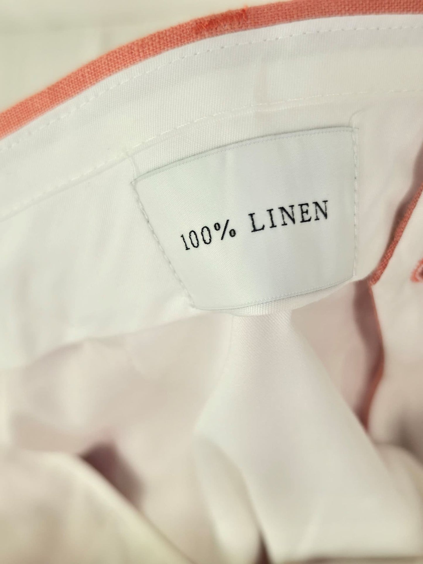 THESE GLORY DAYS Linen Trousers Size 52 L Salmon Pink 100% Linen NWT New Summer
