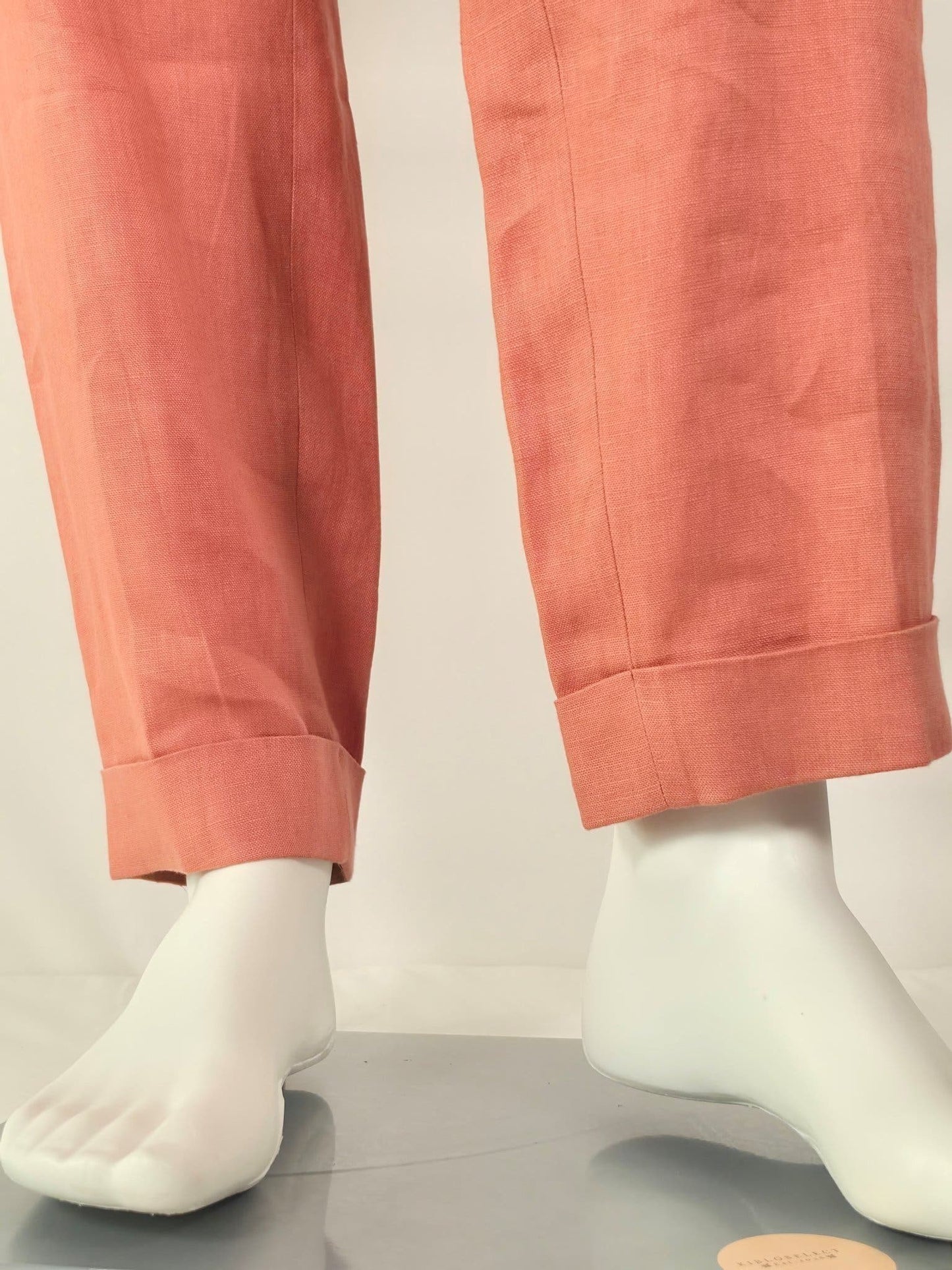 THESE GLORY DAYS Linen Trousers Size 52 L Salmon Pink 100% Linen NWT New Summer