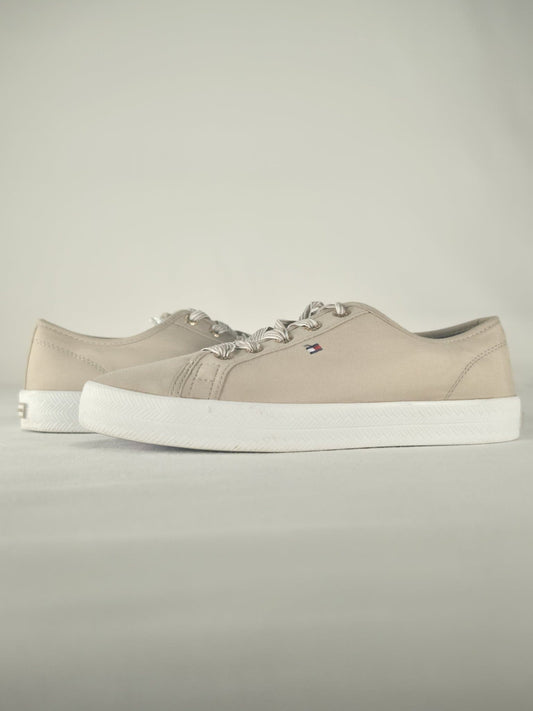 TOMMY HILFIGER Canvas Sneakers Shoes Size 37 Beige Ribbon Laces Premium
