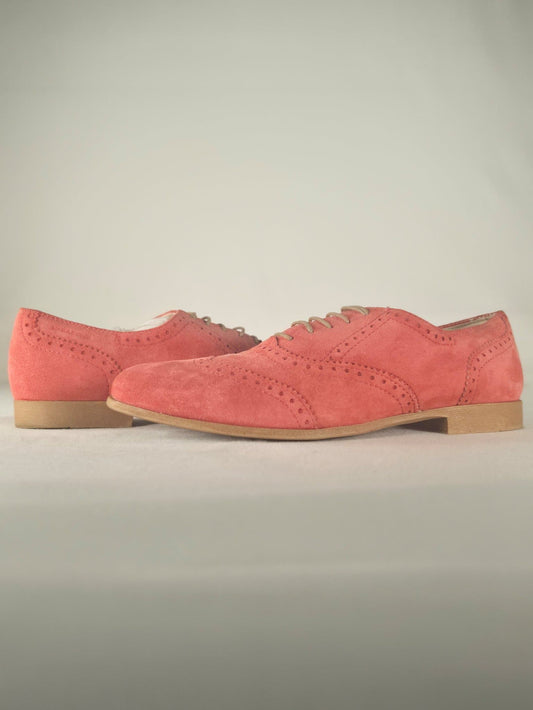 VAGABOND Brogue Oxford Shoes Size 41 Coral Pink Suede Premium Luxury Casual