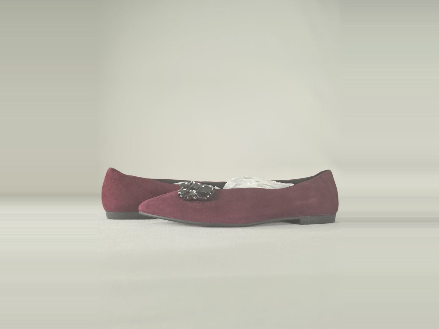VAGABOND Burgundy Suede Ballerina Flats Shoes Gem Crystals Size 36