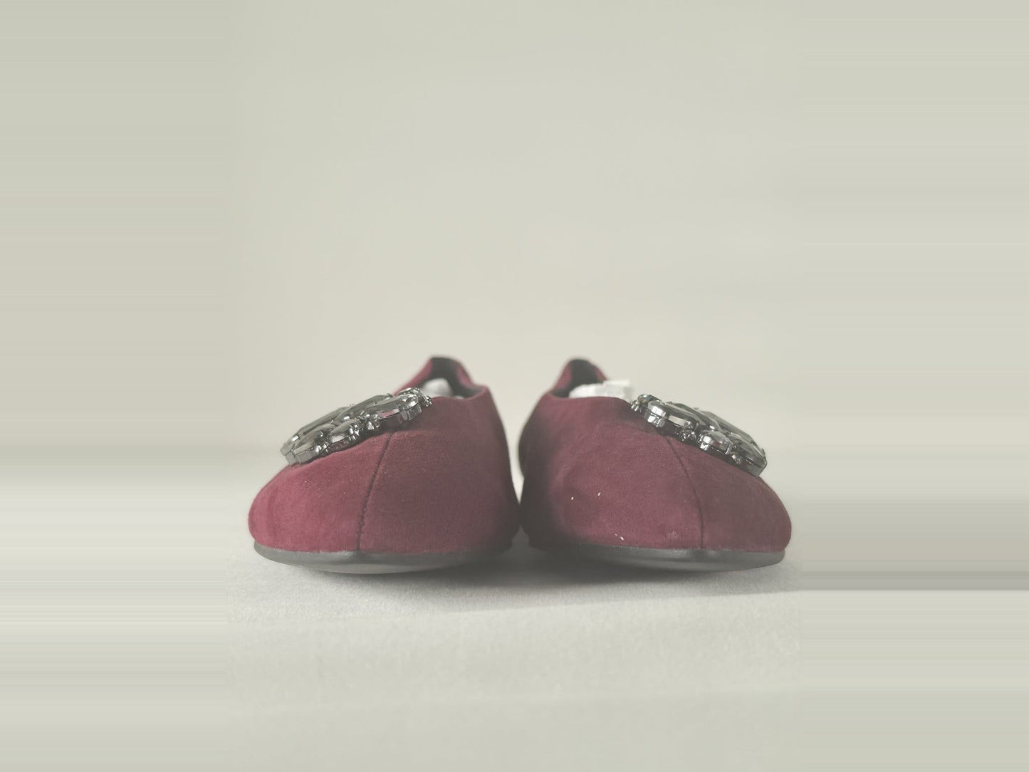 VAGABOND Burgundy Suede Ballerina Flats Shoes Gem Crystals Size 36