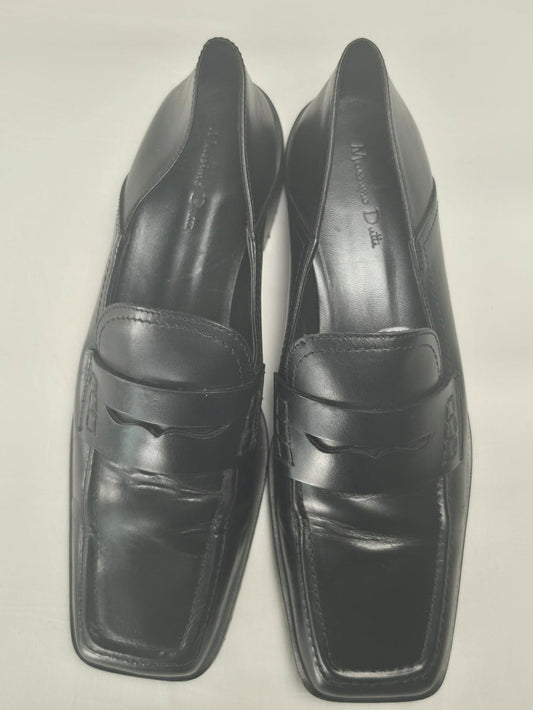 MASSIMO DUTTI Men's Leather Loafers Shoes Size 40 Black Premium Luxury Smart