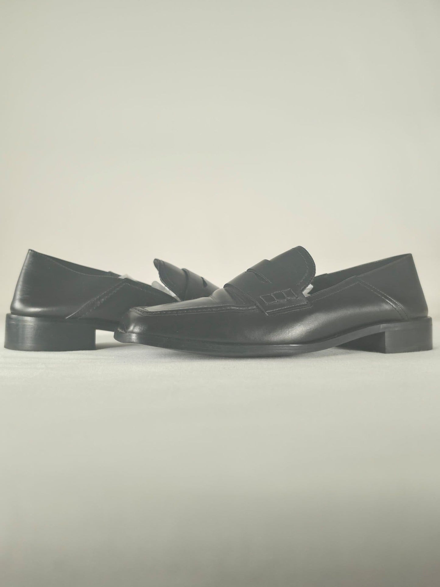 MASSIMO DUTTI Men's Leather Loafers Shoes Size 40 Black Premium Luxury Smart