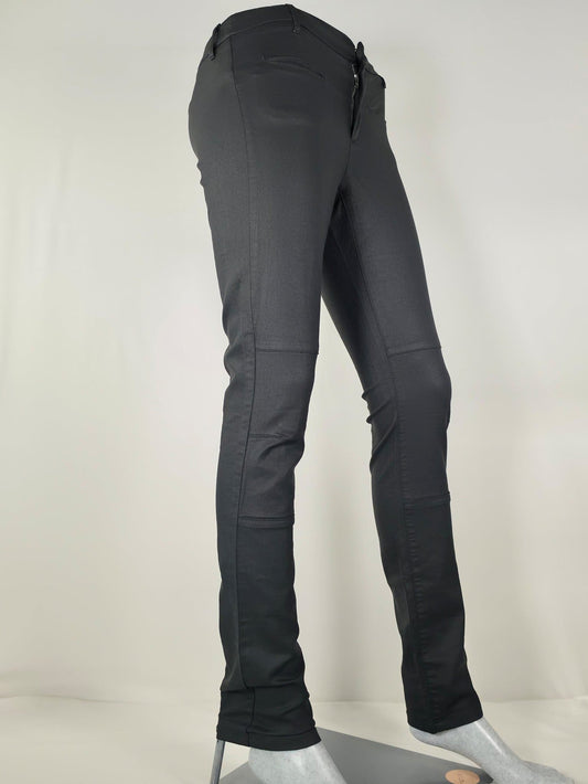 FILIPPA K Waxed Twill Pants Size S Black Premium Cotton Skinny Trousers Luxury
