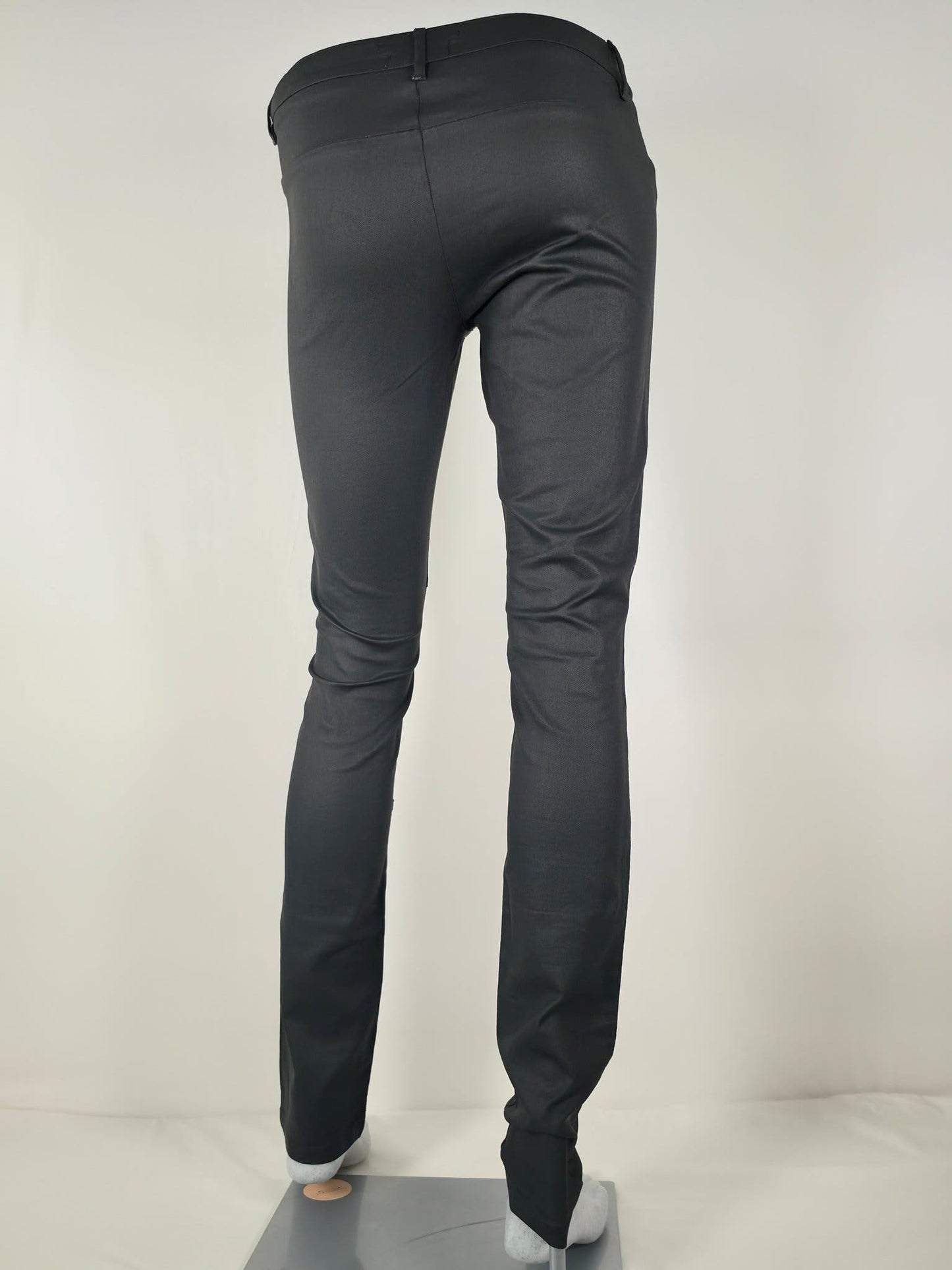 FILIPPA K Waxed Twill Pants Size S Black Premium Cotton Skinny Trousers Luxury