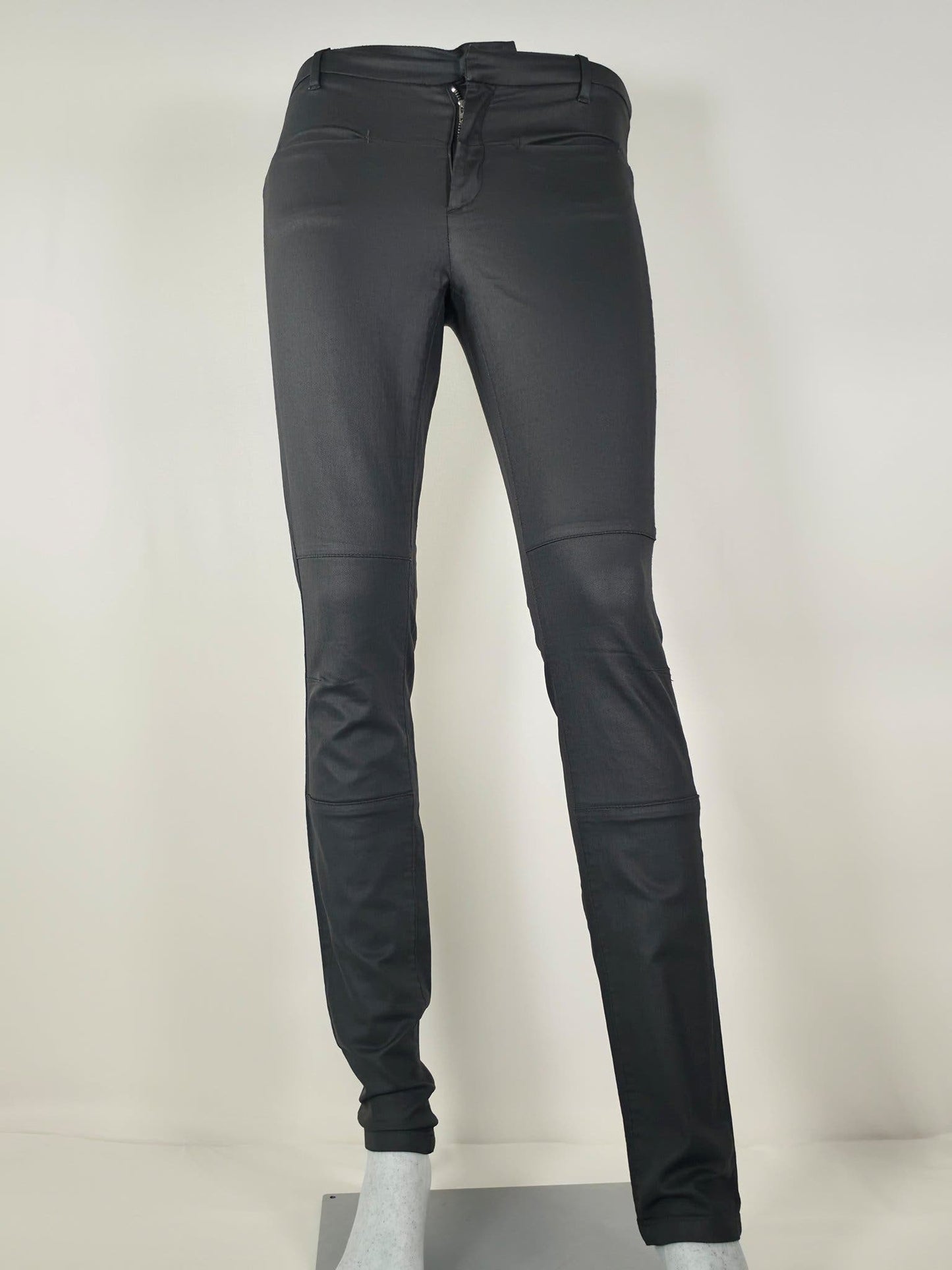 FILIPPA K Waxed Twill Pants Size S Black Premium Cotton Skinny Trousers Luxury