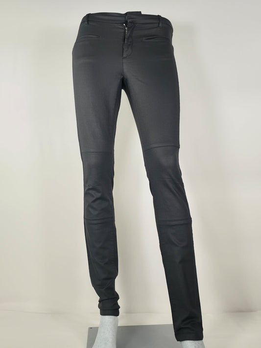 FILIPPA K Waxed Twill Pants Size S Black Premium Cotton Skinny Trousers Luxury