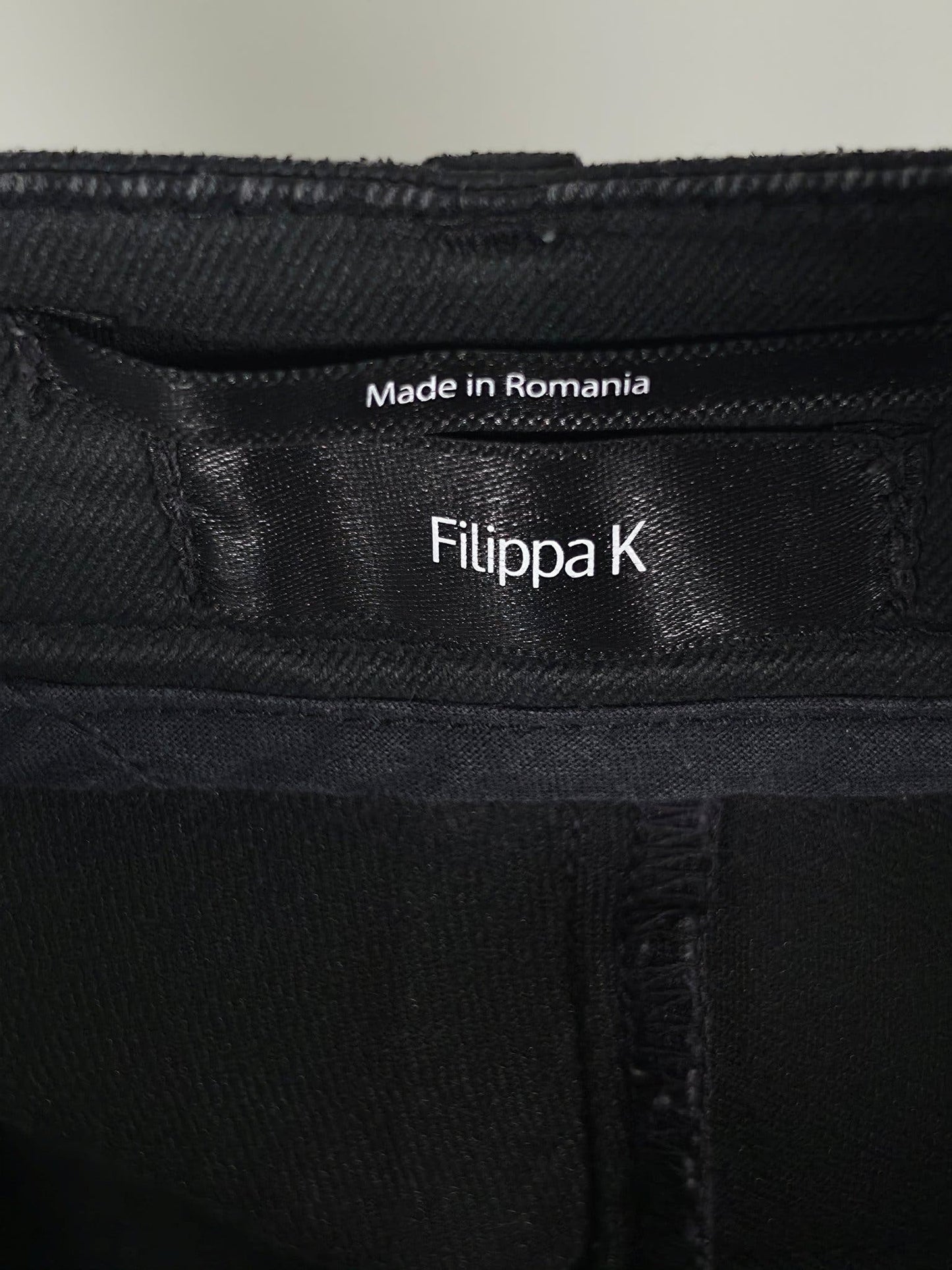 FILIPPA K Waxed Twill Pants Size S Black Premium Cotton Skinny Trousers Luxury