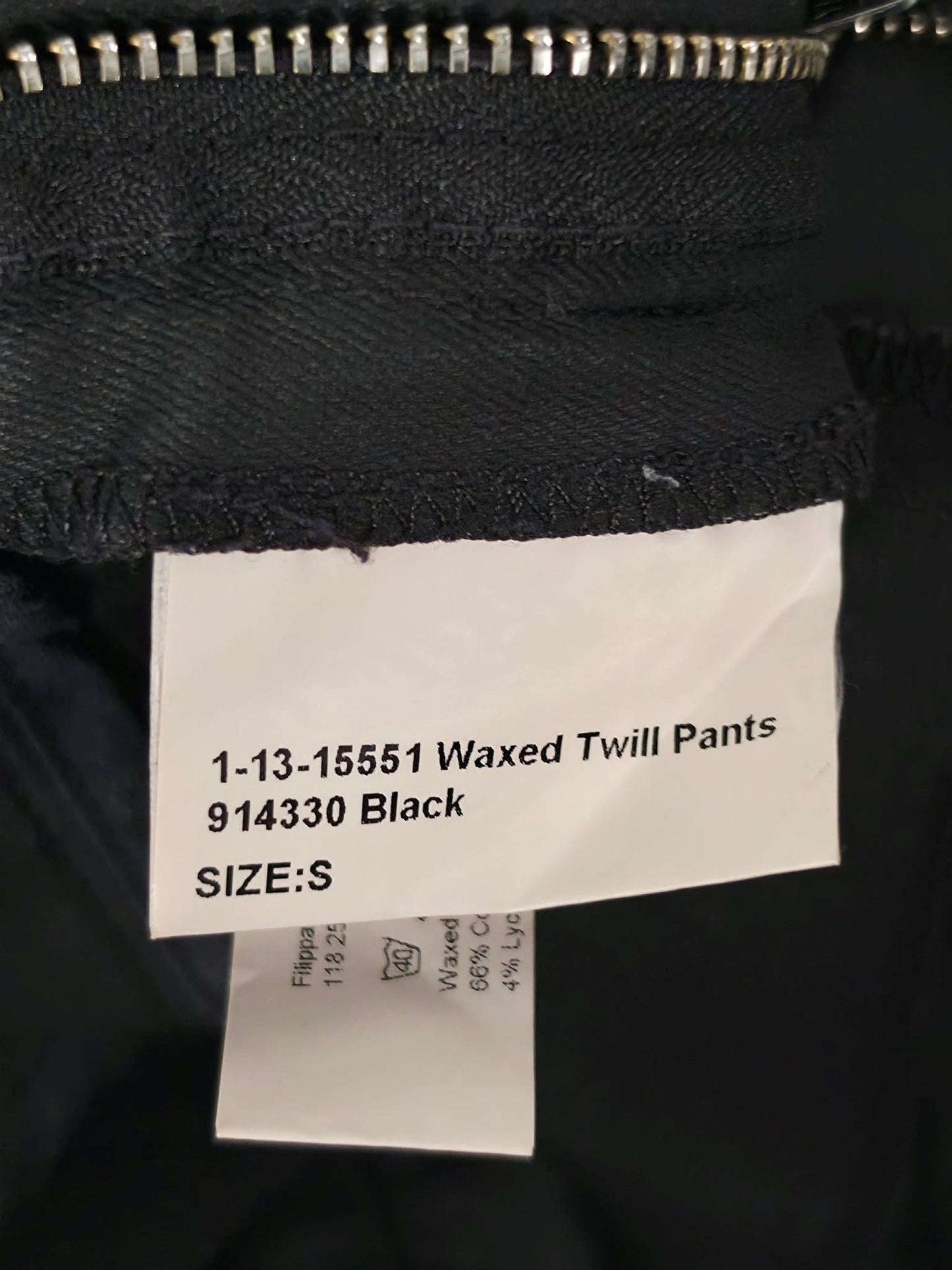 FILIPPA K Waxed Twill Pants Size S Black Premium Cotton Skinny Trousers Luxury