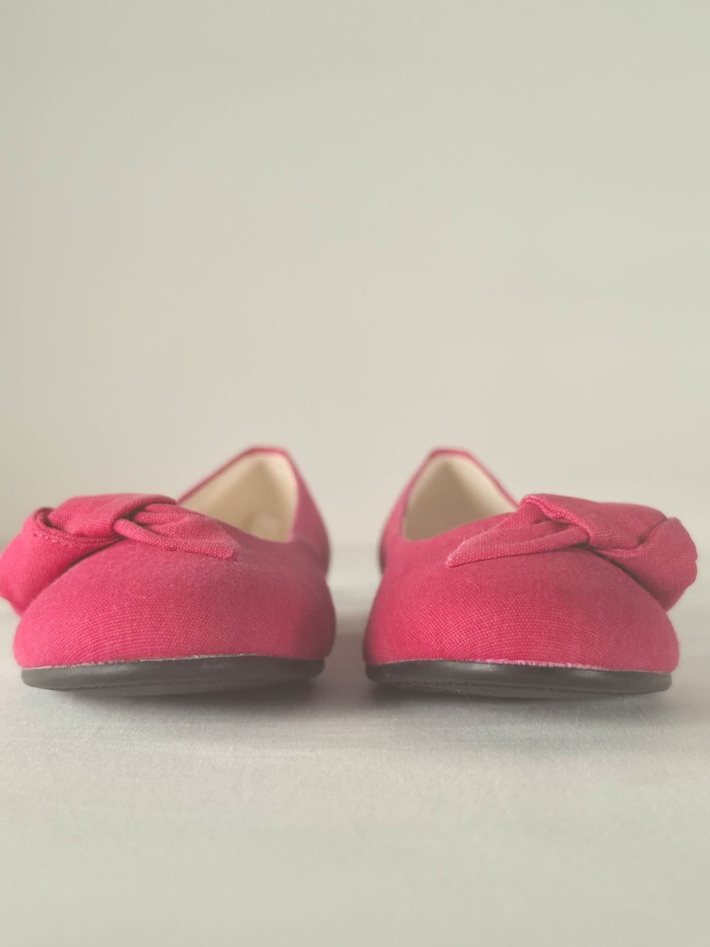 VAGABOND Canvas Ballerina Flats Shoes Size 37 Pink Red Cerise Bow Slip On Casual