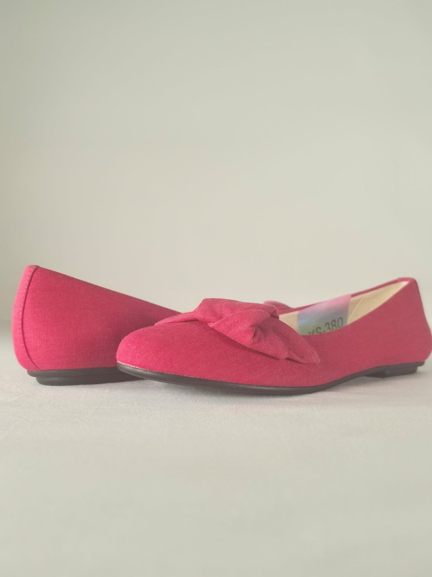 VAGABOND Canvas Ballerina Flats Shoes Size 37 Pink Red Cerise Bow Slip On Casual