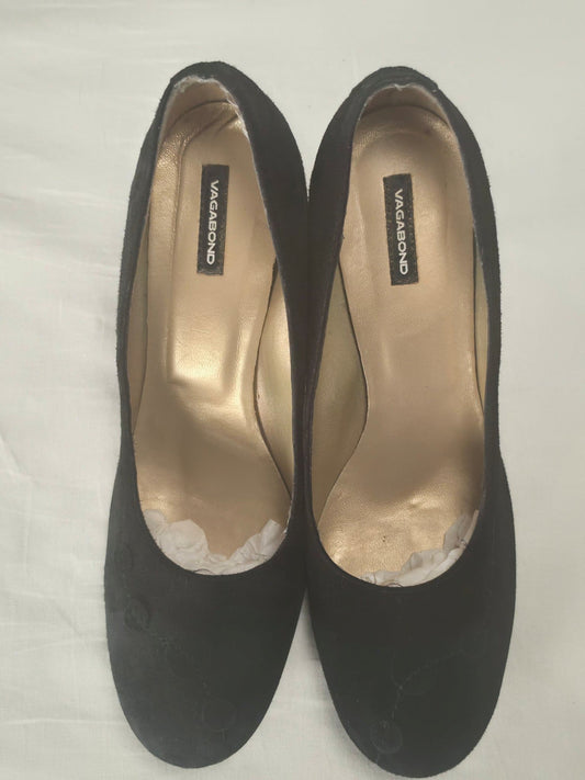 VAGABOND Leather Pumps Size 40 Black Classic Premium Heels Vintage Quality