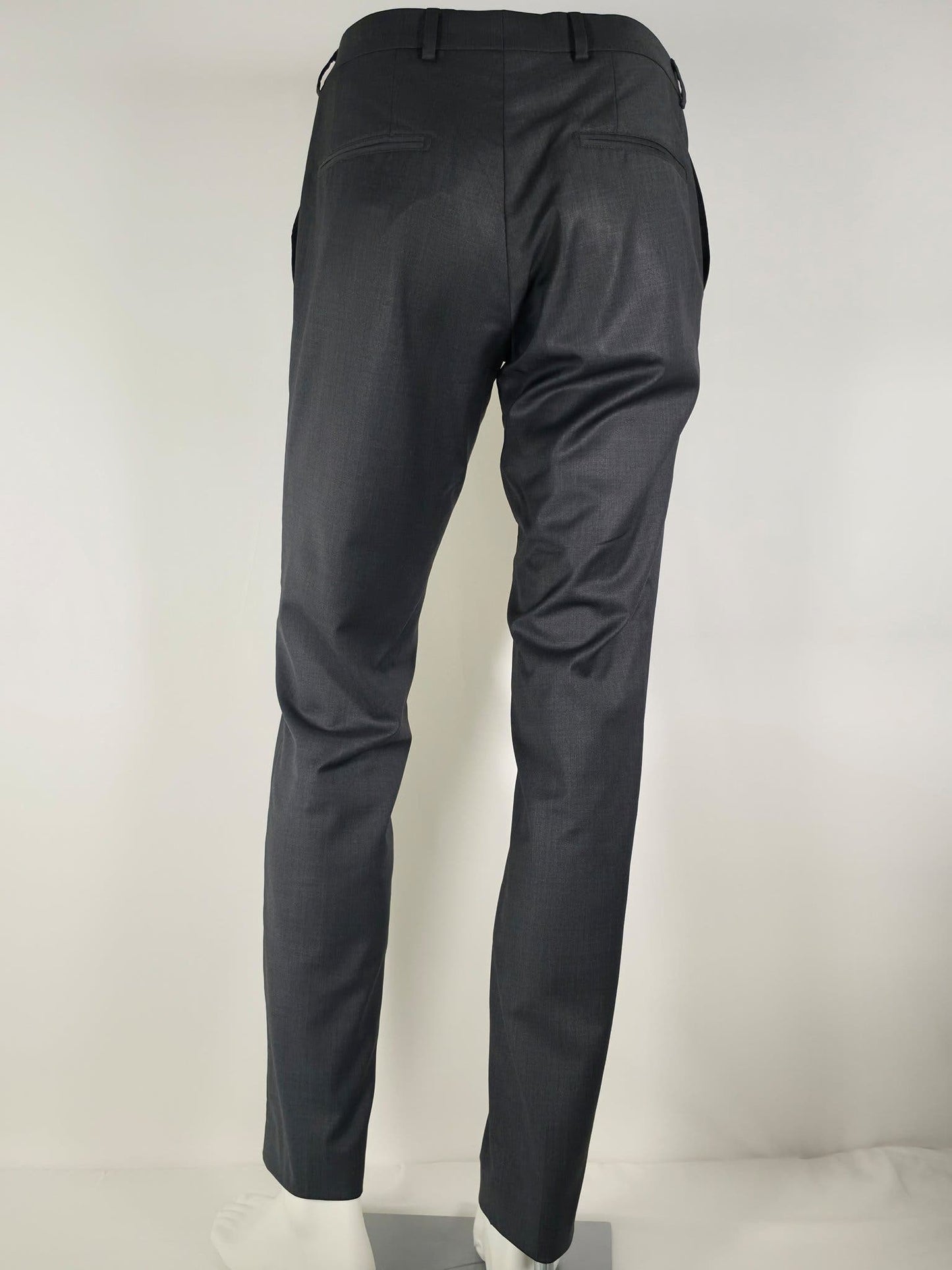 OSCAR JACOBSON Damien Trousers Size 48 M Dark Grey Wool Blend Pants Slim Premium