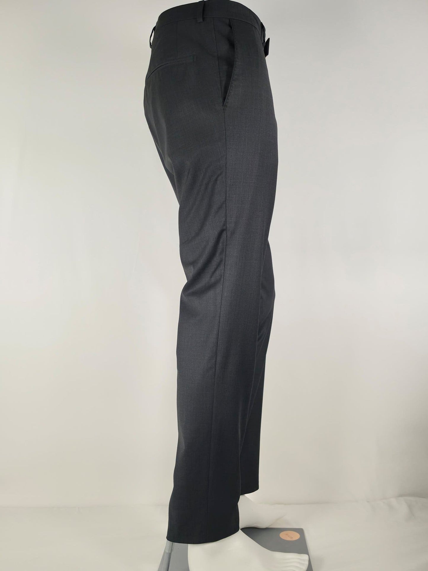 OSCAR JACOBSON Damien Trousers Size 48 M Dark Grey Wool Blend Pants Slim Premium