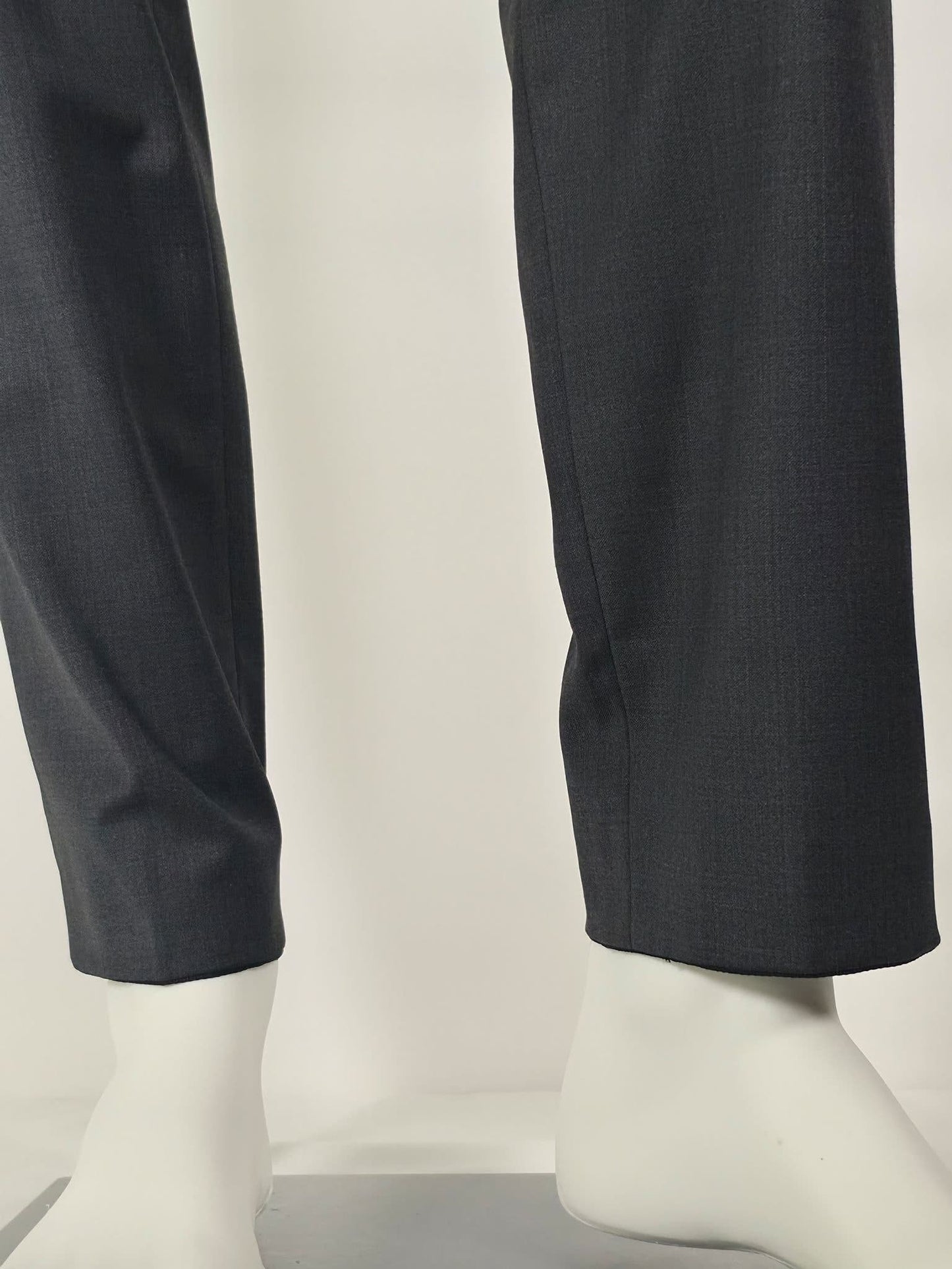OSCAR JACOBSON Damien Trousers Size 48 M Dark Grey Wool Blend Pants Slim Premium