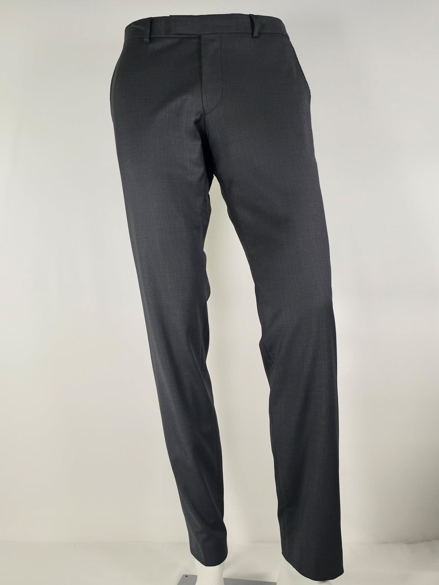 OSCAR JACOBSON Damien Trousers Size 48 M Dark Grey Wool Blend Pants Slim Premium