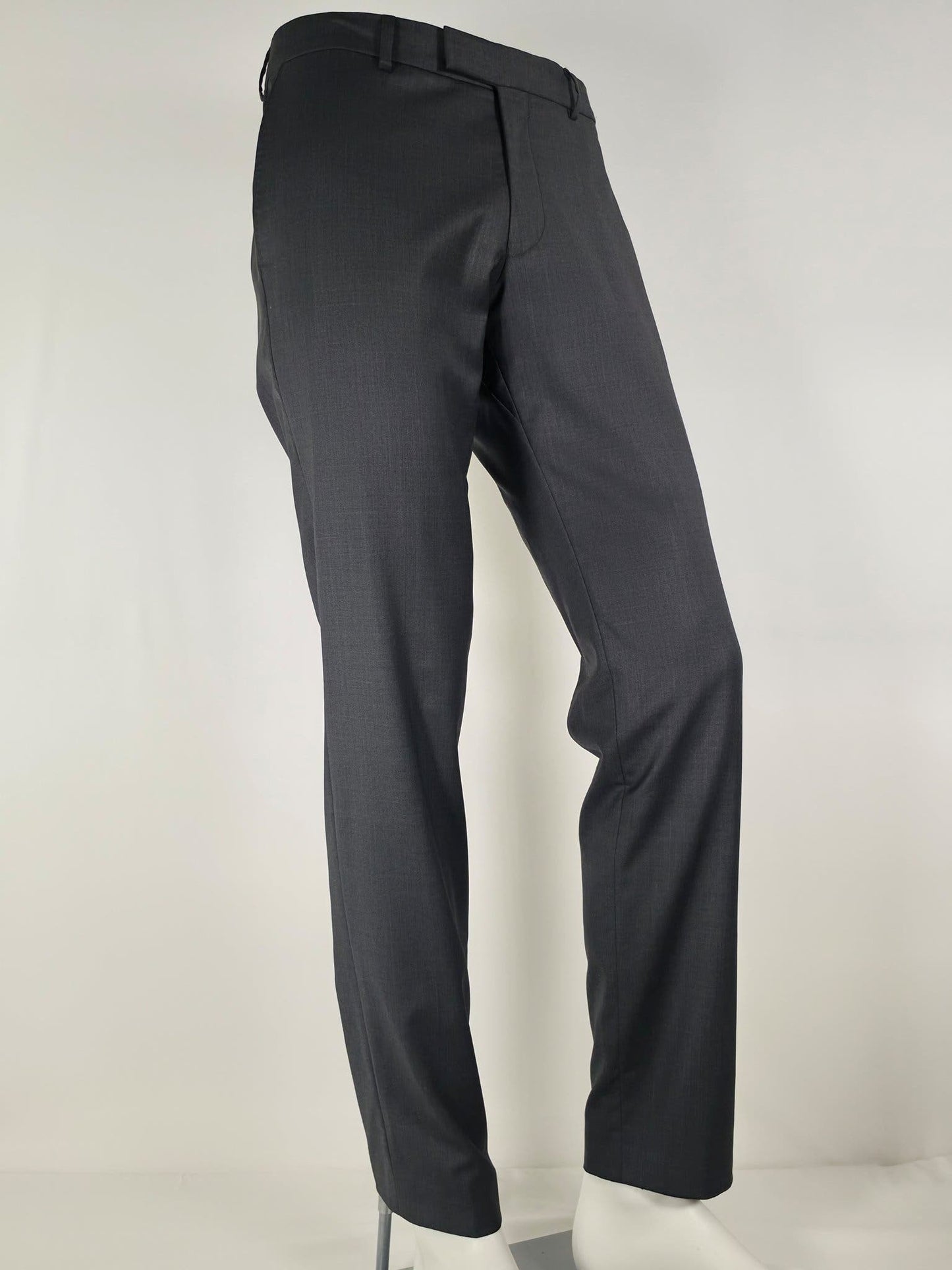 OSCAR JACOBSON Damien Trousers Size 48 M Dark Grey Wool Blend Pants Slim Premium