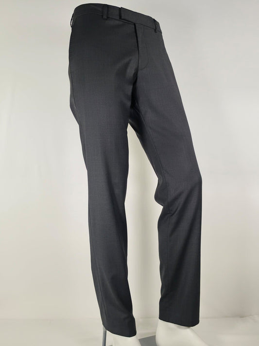 OSCAR JACOBSON Damien Trousers Size 48 M Dark Grey Wool Blend Pants Slim Premium