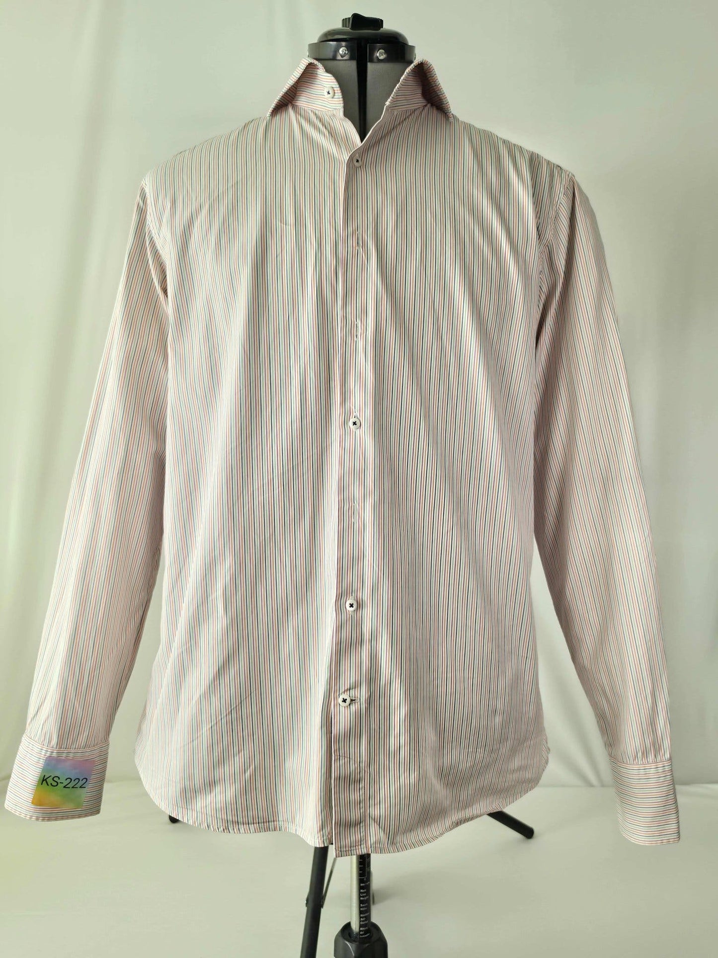 STENSTRÖMS Fitted Body Shirt Size 42 L Multicolor Stripe Twofold Cotton Premium