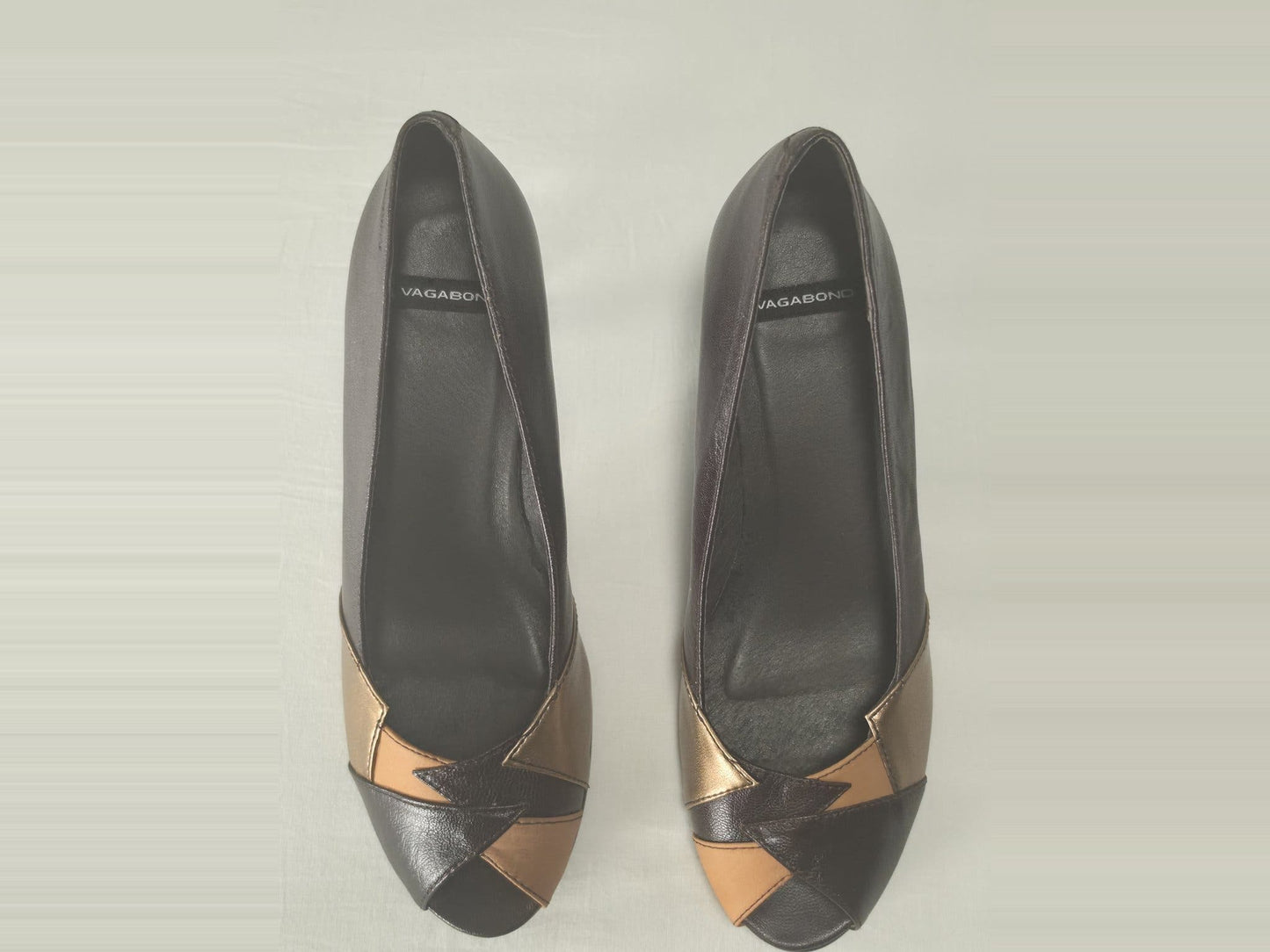 VAGABOND Leather Peep Toe Pumps Heels Shoes Size 39 Brown Vintage Premium