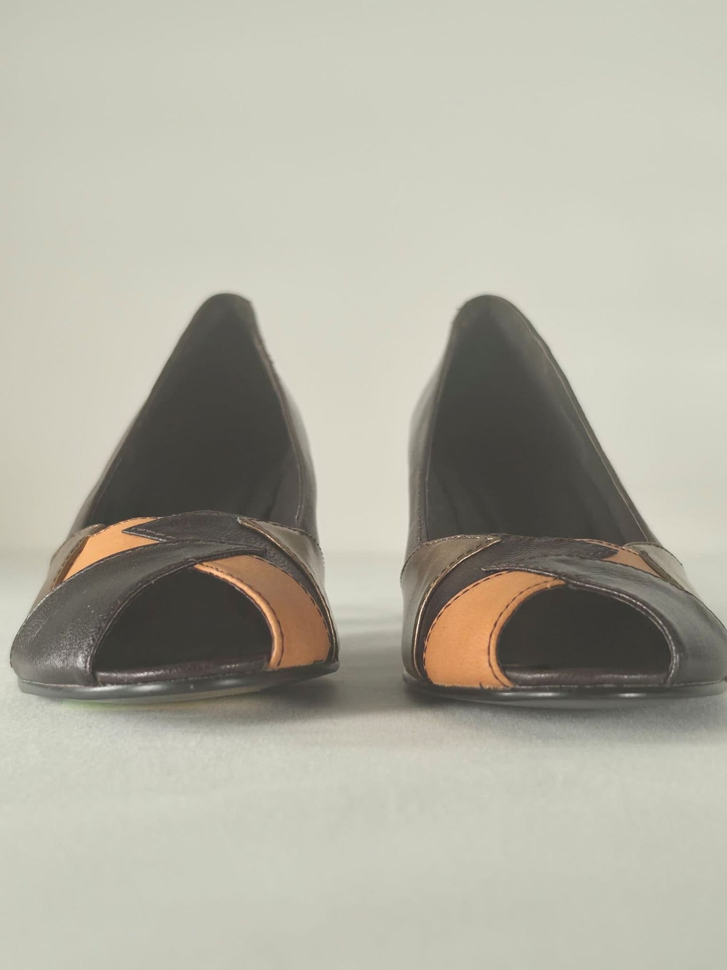 VAGABOND Leather Peep Toe Pumps Heels Shoes Size 39 Brown Vintage Premium
