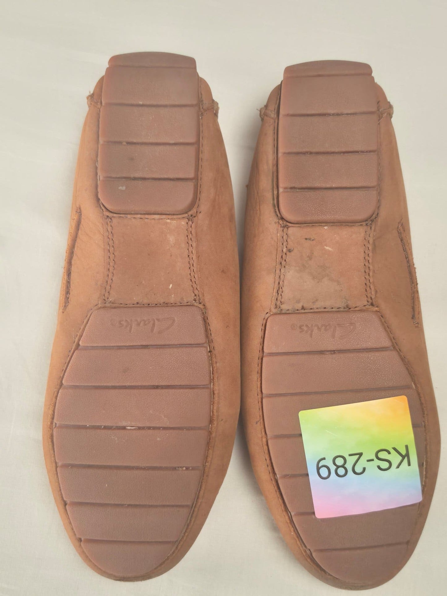 CLARKS Leather Loafers Moccasins Driving Shoes Size 39 Brown Tan Ladies Casual