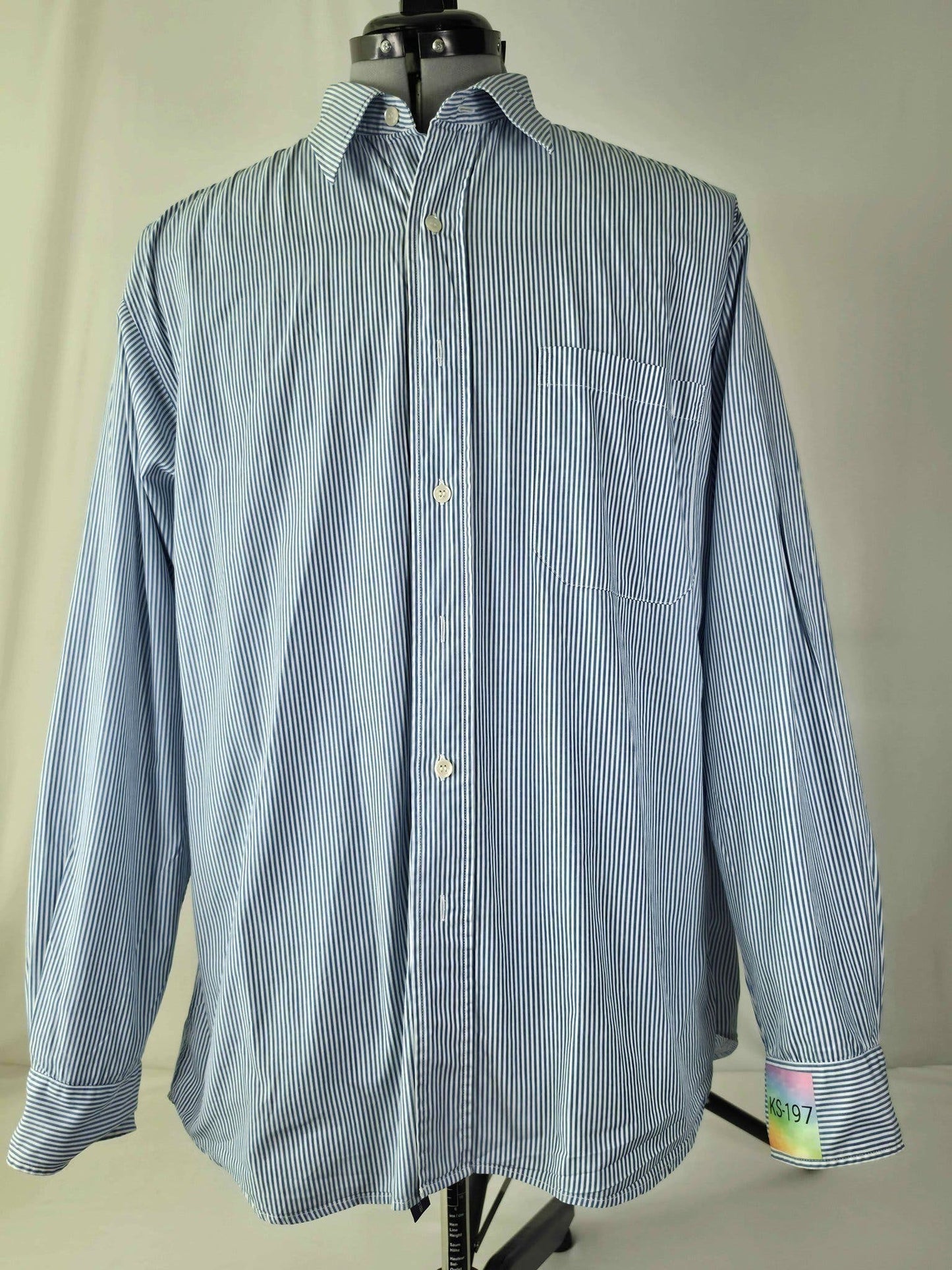 STENSTRÖMS Striped Shirt Size 43 XL Blue Cotton Dress Shirt Oversized Women Men Unisex
