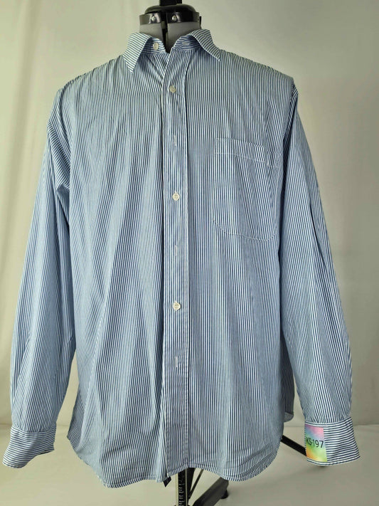 STENSTRÖMS Striped Shirt Size 43 XL Blue Cotton Dress Shirt Oversized Women Men Unisex