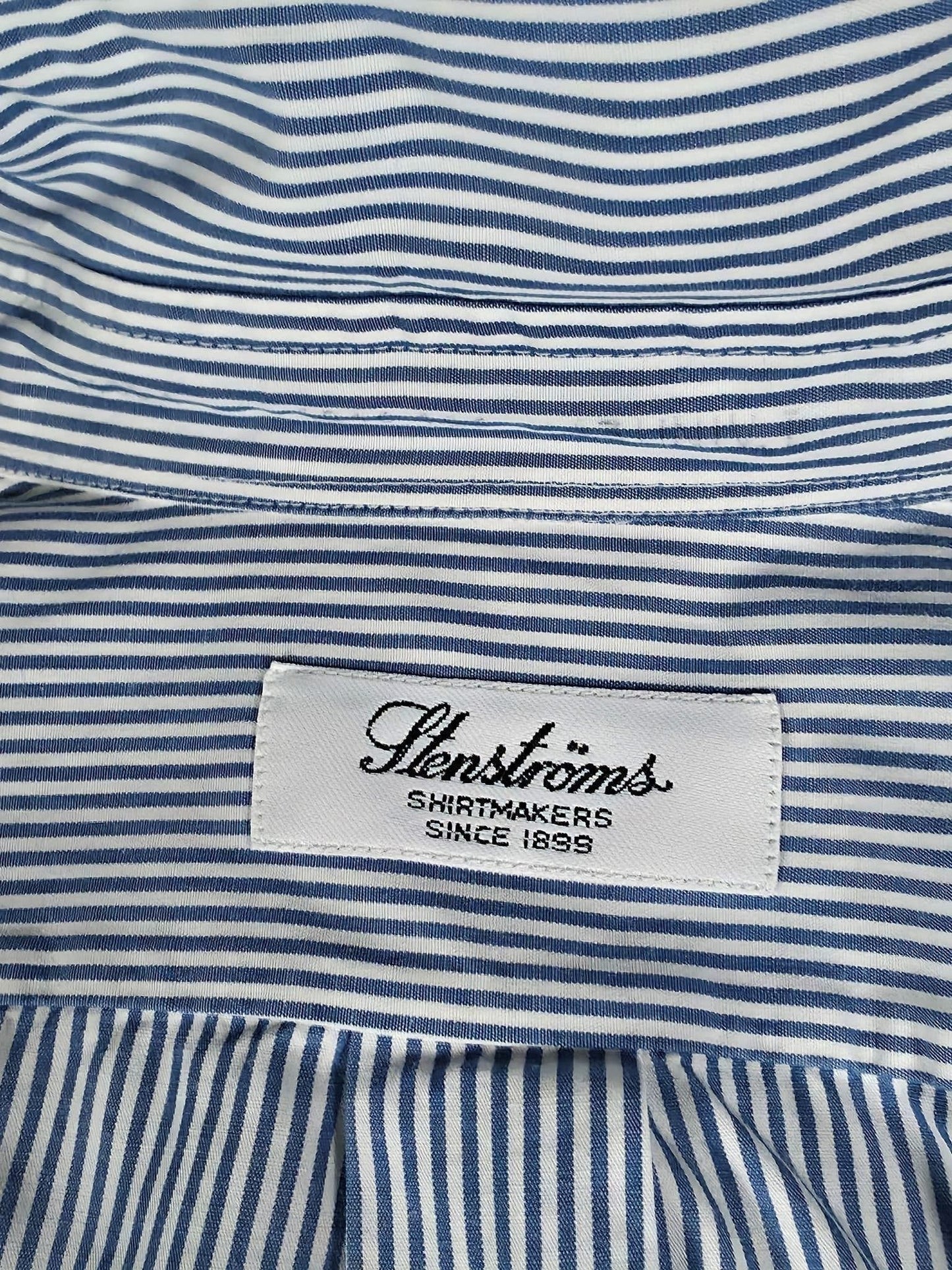 STENSTRÖMS Striped Shirt Size 43 XL Blue Cotton Dress Shirt Oversized Women Men Unisex