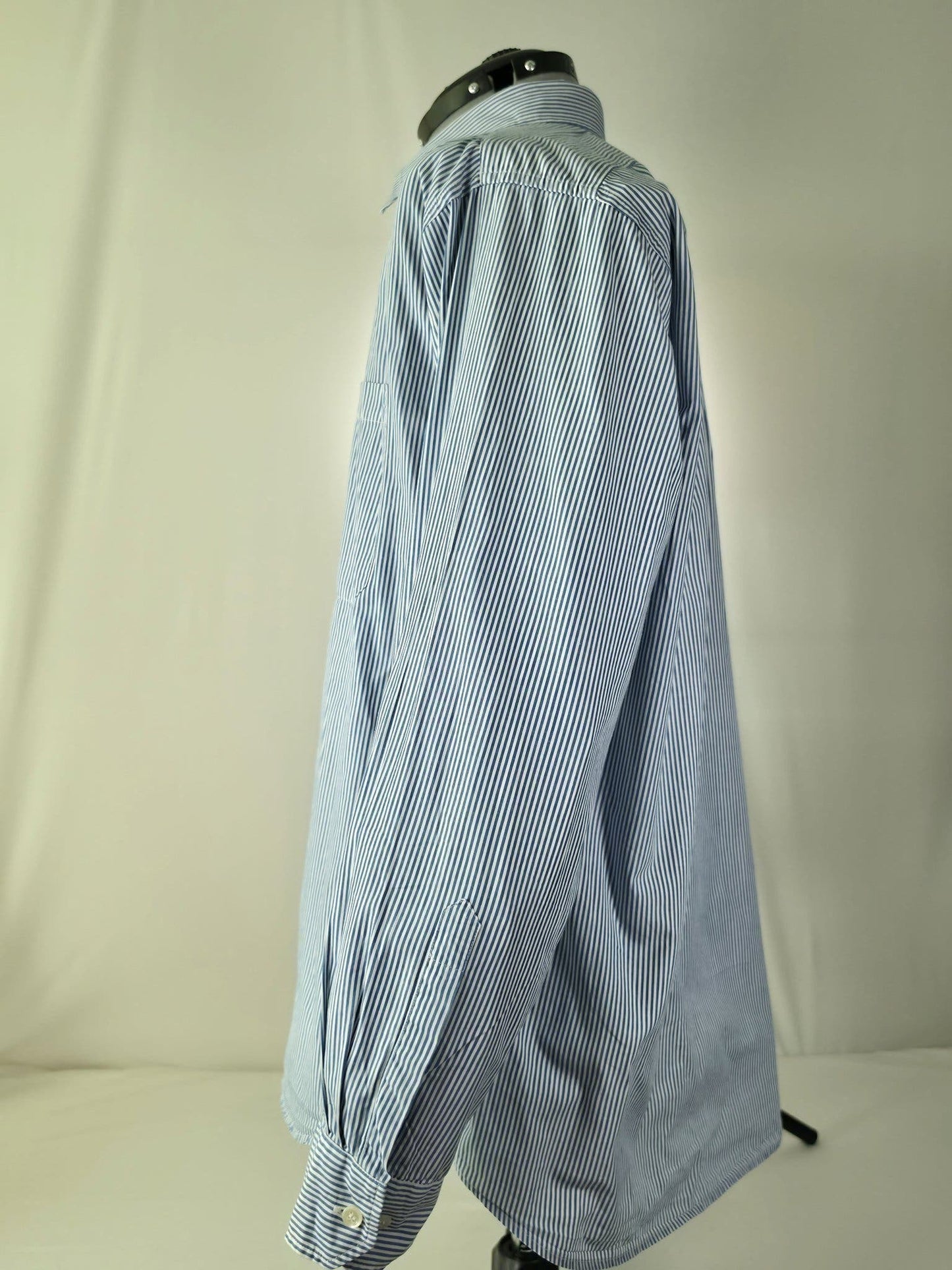 STENSTRÖMS Striped Shirt Size 43 XL Blue Cotton Dress Shirt Oversized Women Men Unisex