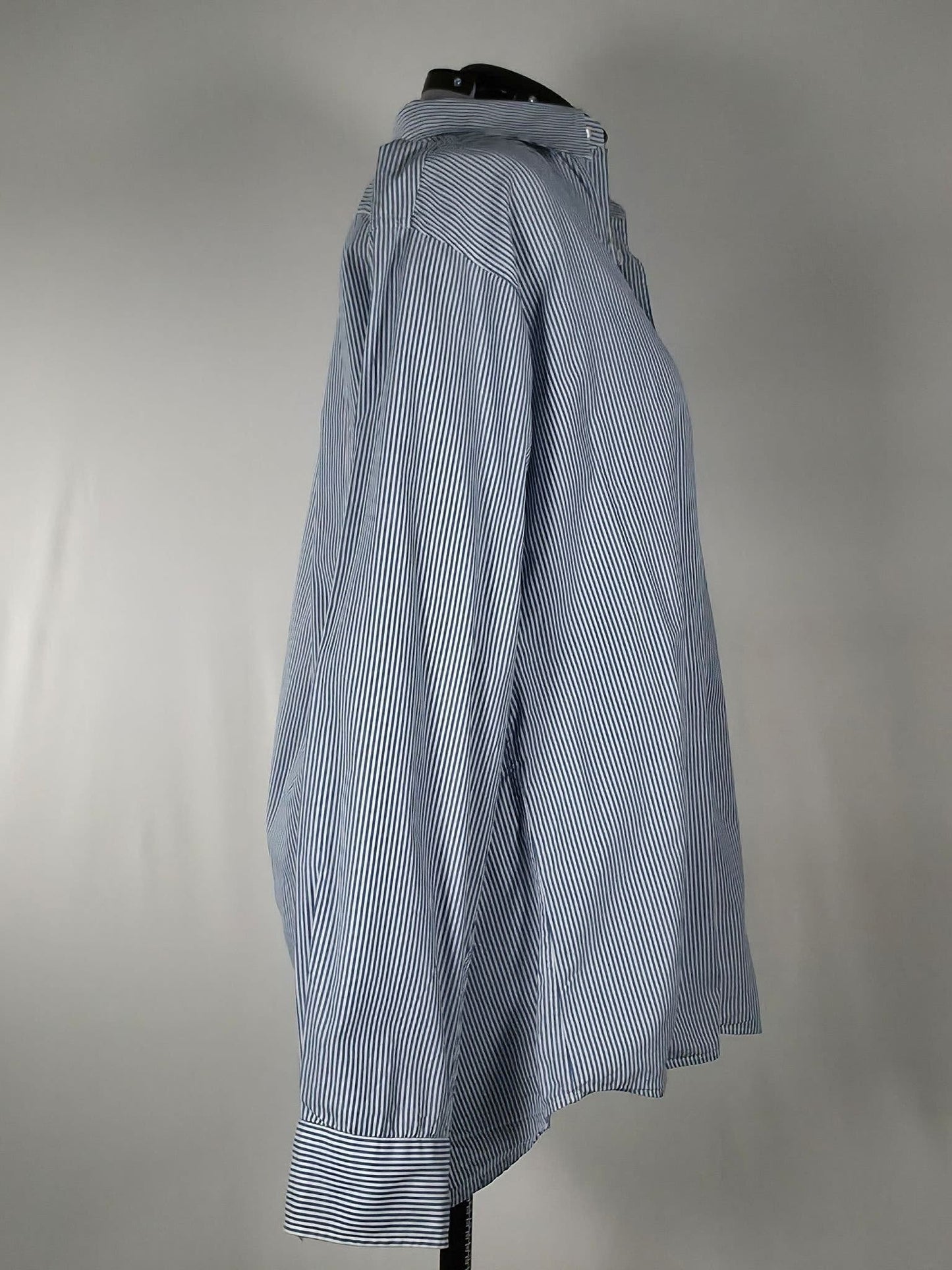 STENSTRÖMS Striped Shirt Size 43 XL Blue Cotton Dress Shirt Oversized Women Men Unisex