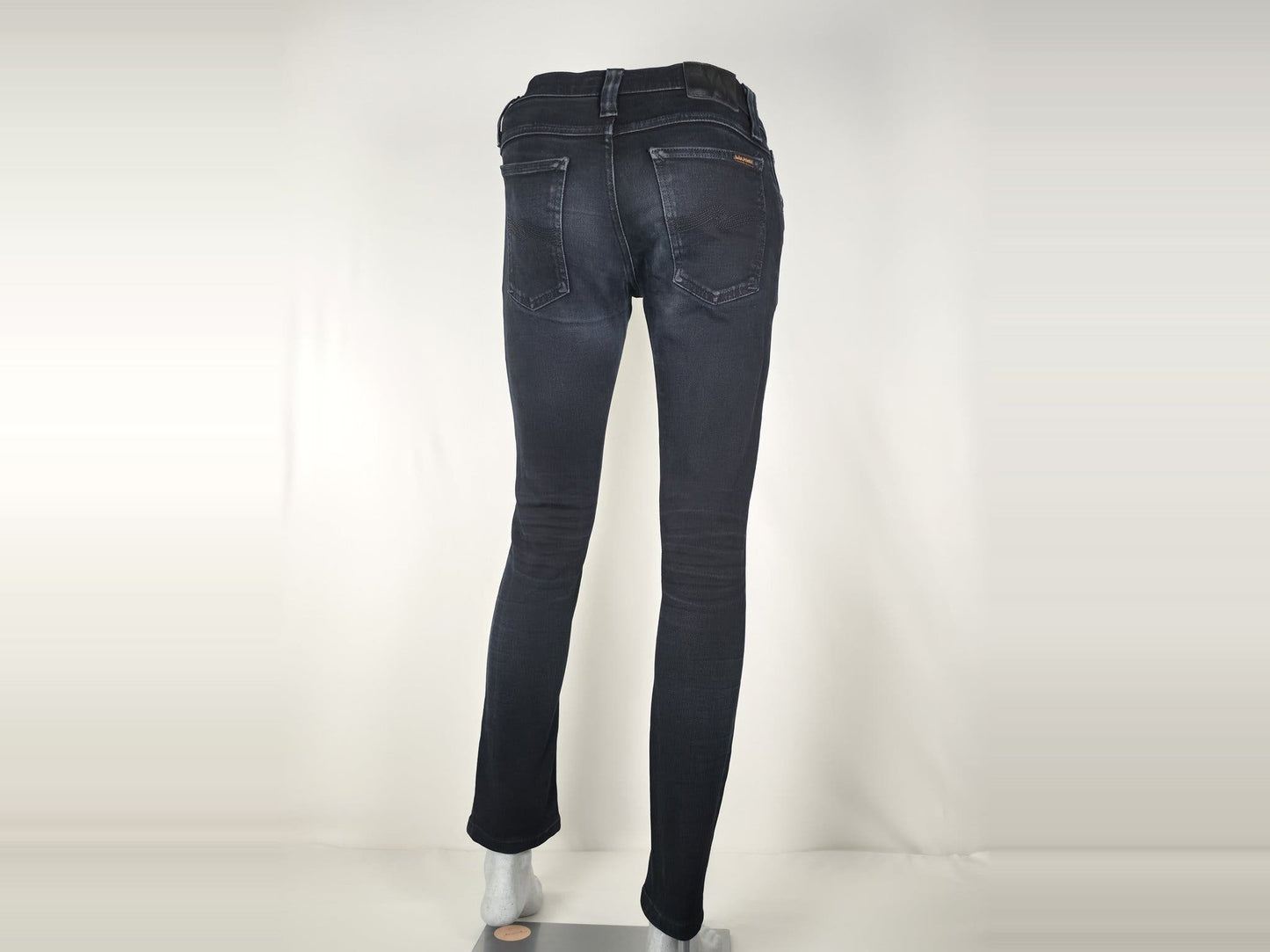 NUDIE JEANS Tight Long John W29 L30 S Org Black Stretch Organic Cotton  Denim Unisex