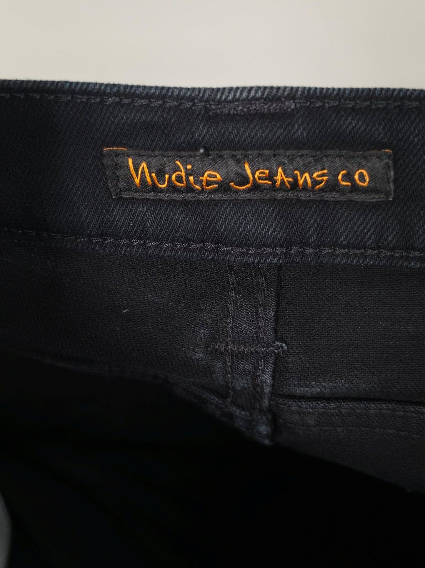 NUDIE JEANS Tight Long John W29 L30 S Org Black Stretch Organic Cotton  Denim Unisex
