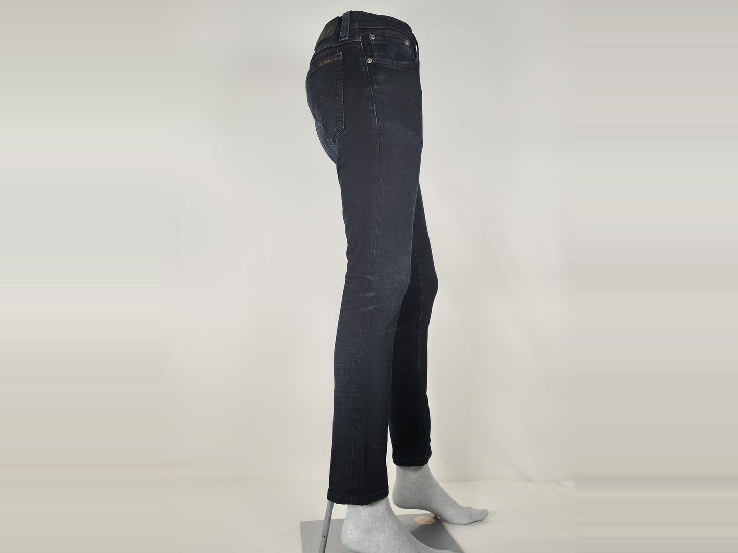 NUDIE JEANS Tight Long John W29 L30 S Org Black Stretch Organic Cotton  Denim Unisex