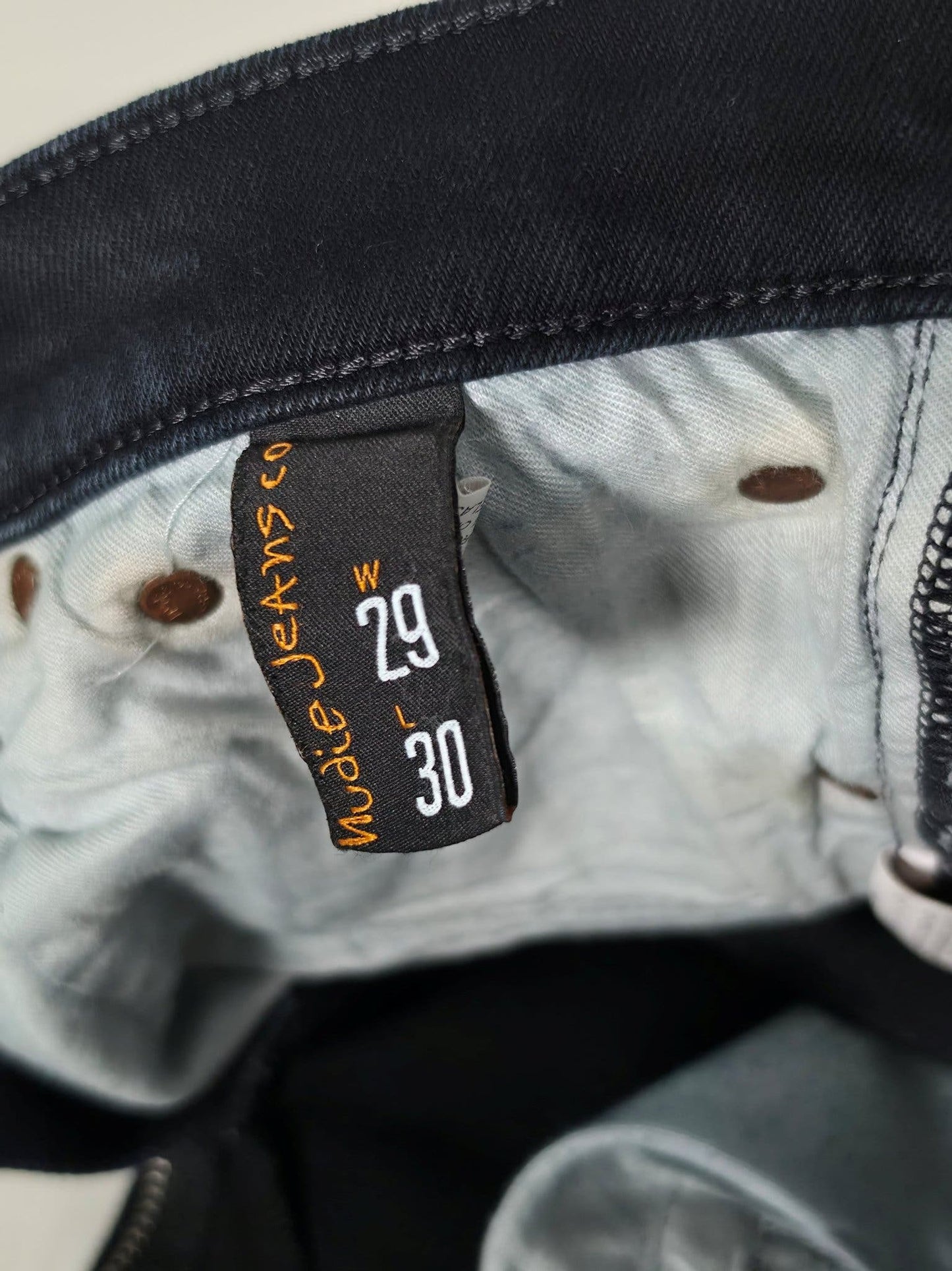 NUDIE JEANS Tight Long John W29 L30 S Org Black Stretch Organic Cotton  Denim Unisex